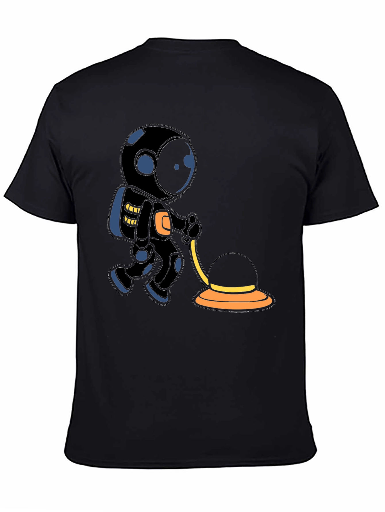 Astronaut Cartoon Graphic T-Shirt - Black