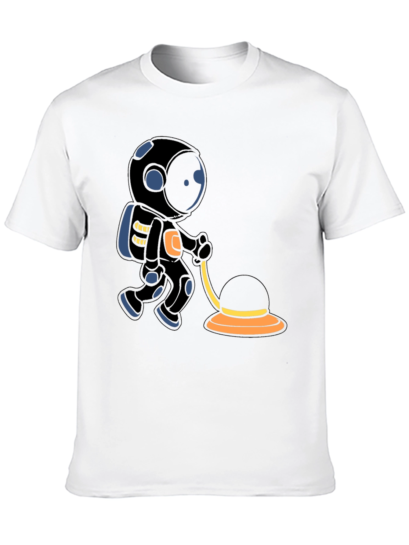 Astronaut Cartoon Graphic T-Shirt - Black