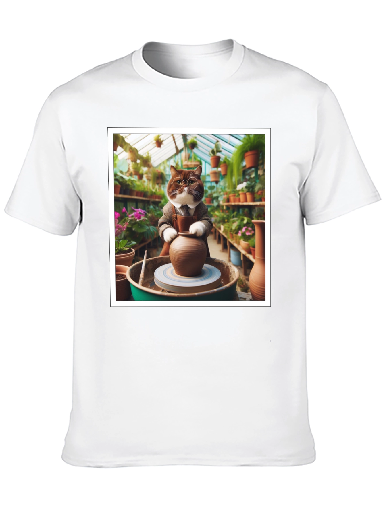 Pottery Cat T-Shirt: Greenhouse Artist Design