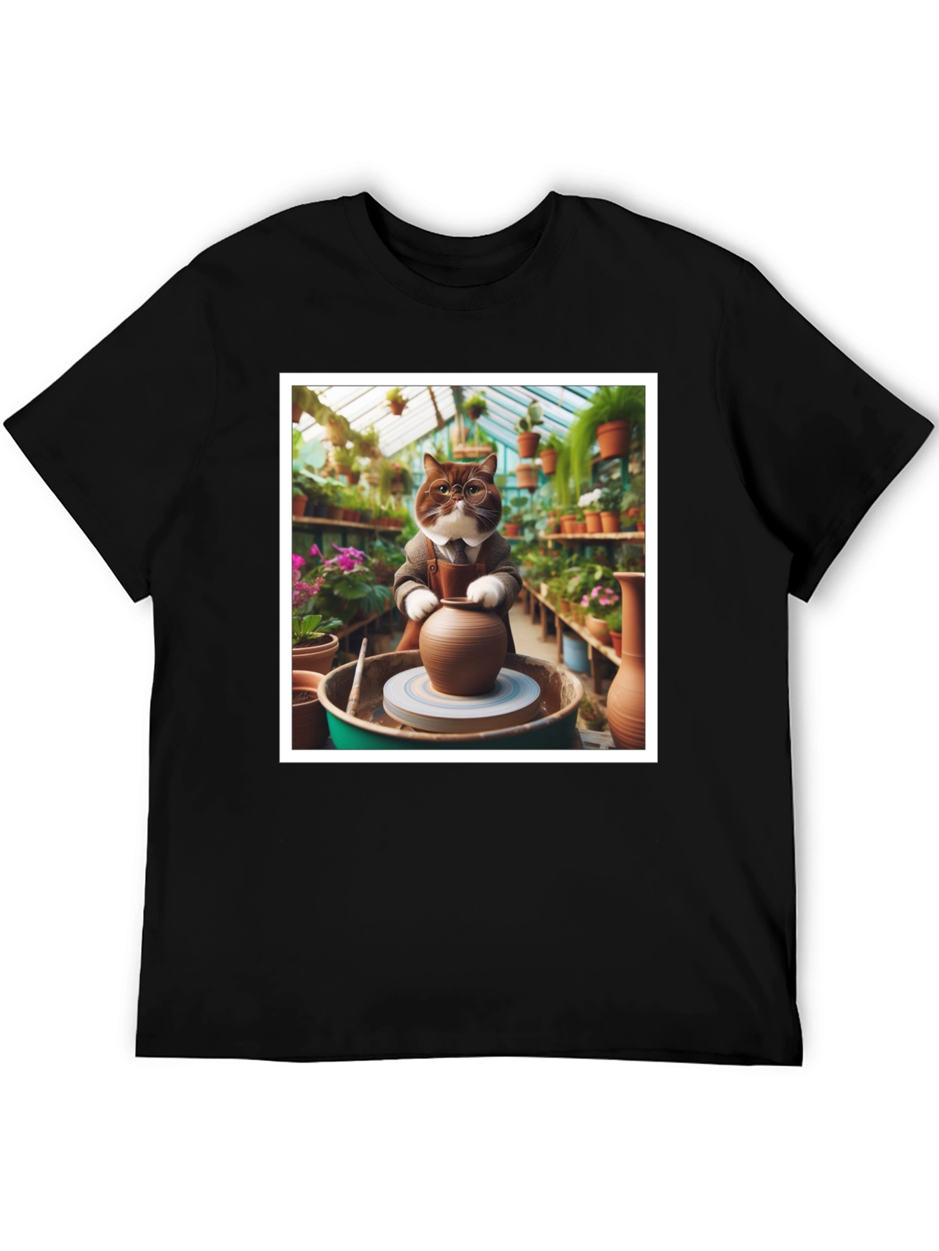 Pottery Cat T-Shirt: Greenhouse Artist Design