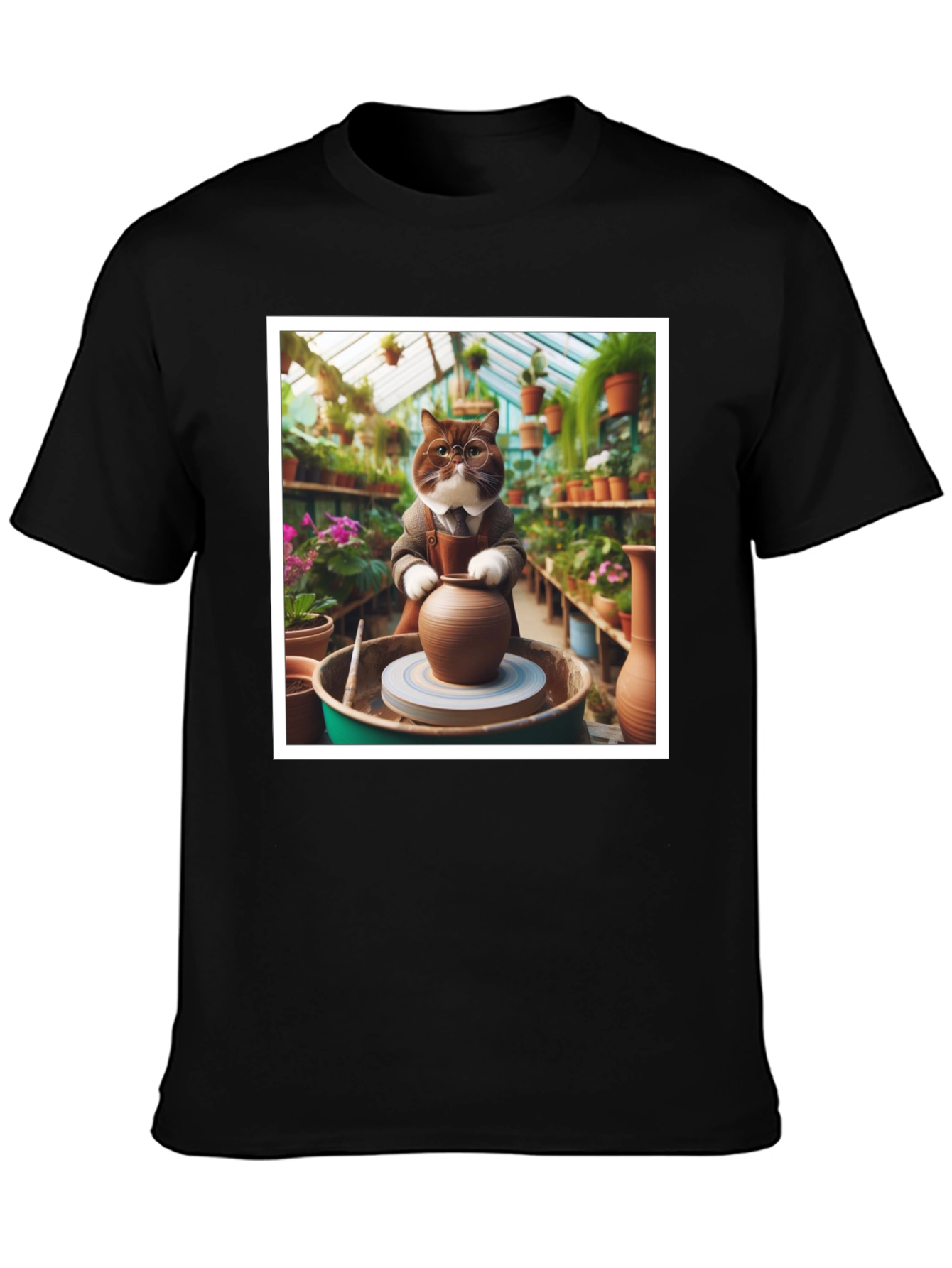 Pottery Cat T-Shirt: Greenhouse Artist Design