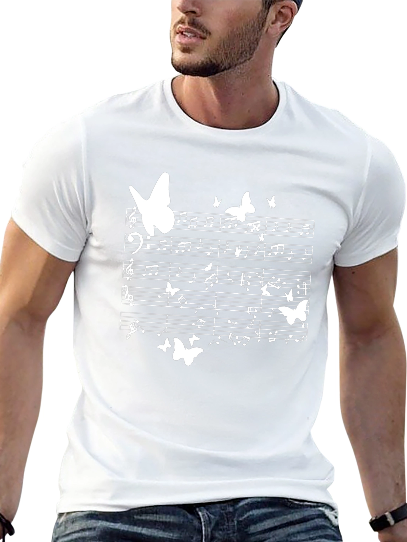 Musical Butterfly T-Shirt - Black Cotton Tee