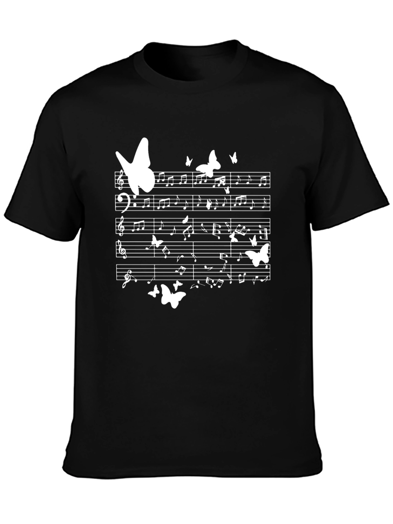 Musical Butterfly T-Shirt - Black Cotton Tee