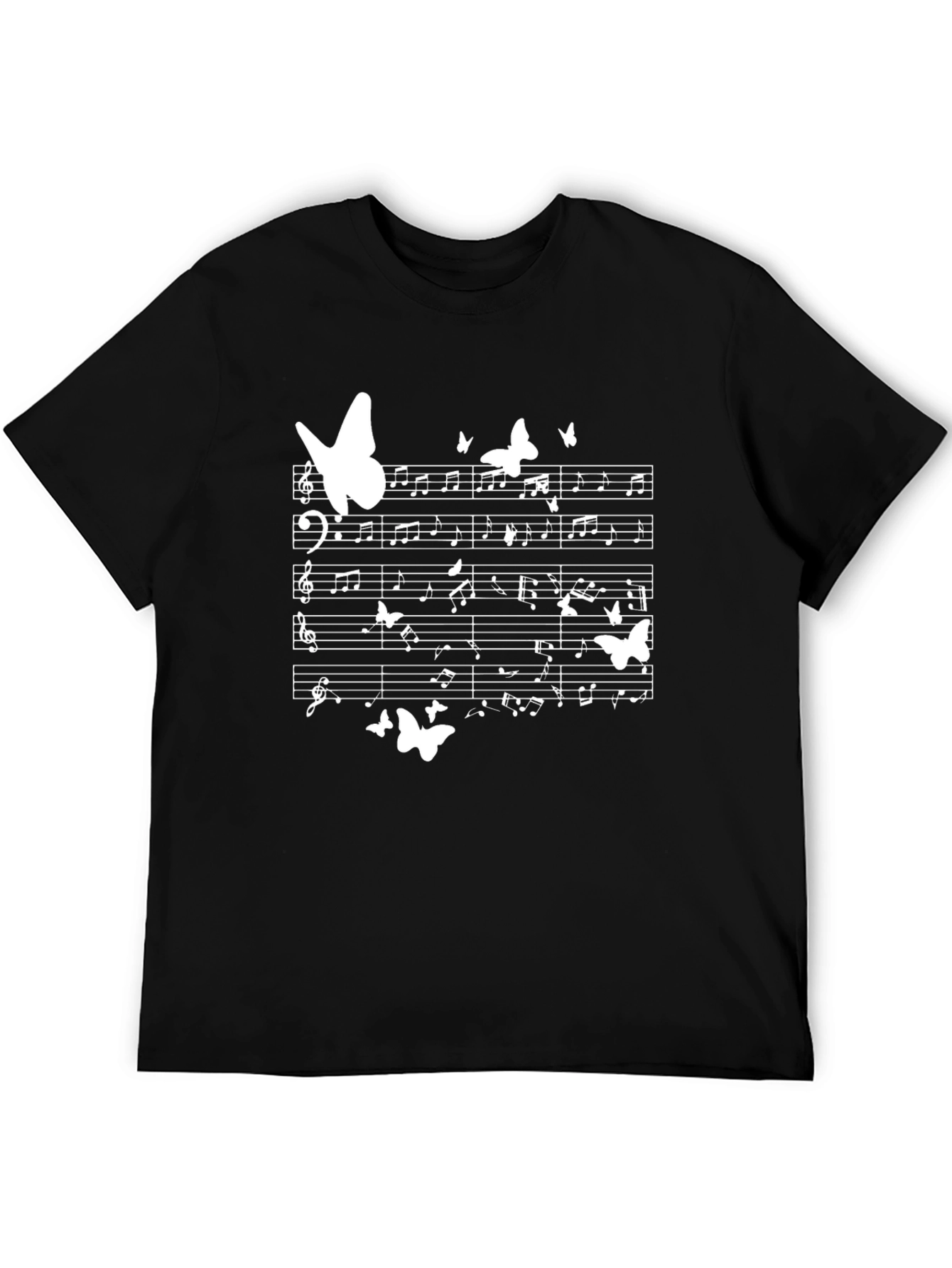 Musical Butterfly T-Shirt - Black Cotton Tee