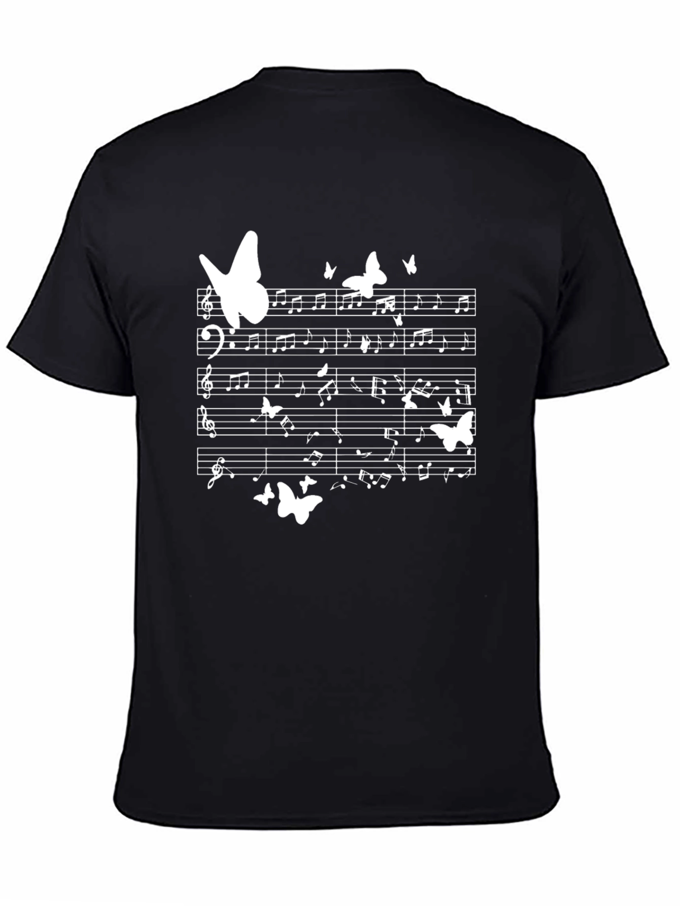 Musical Butterfly T-Shirt - Black Cotton Tee