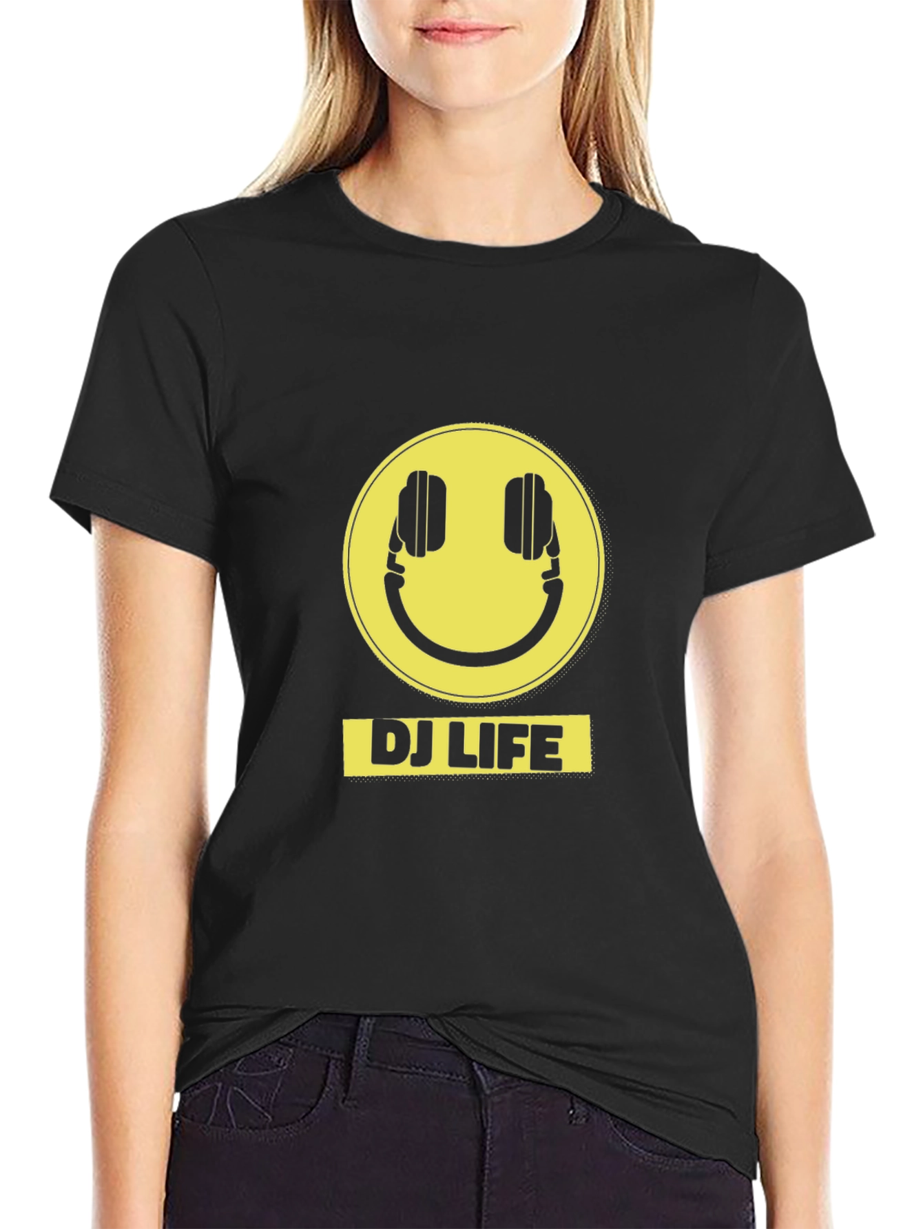 DJ Life Black T-Shirt with Yellow Graphic