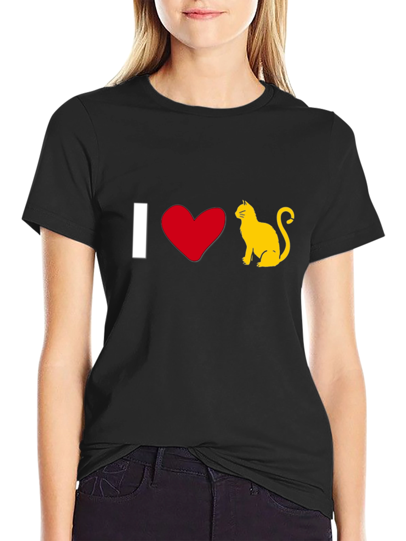 I Love Cats T-Shirt - Black Cotton Tee