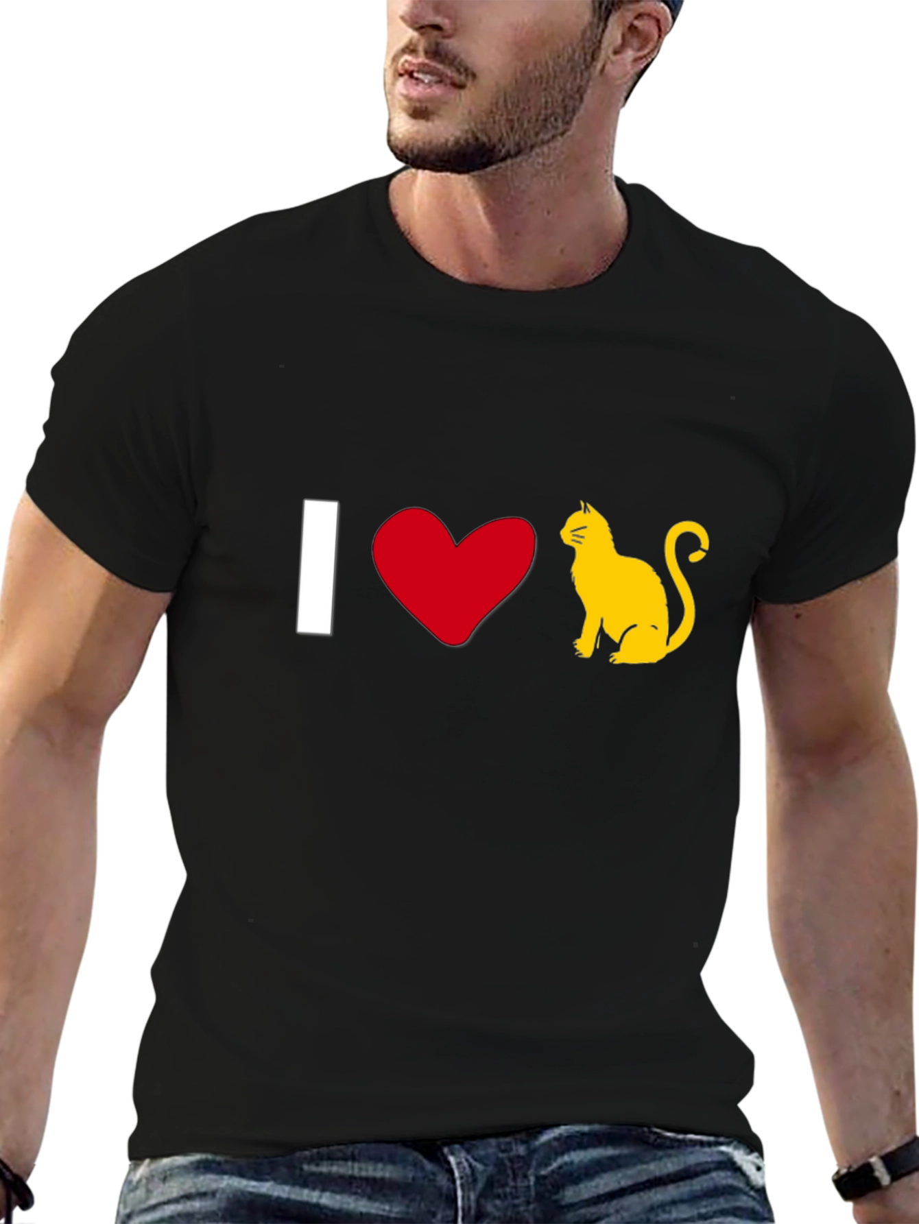I Love Cats T-Shirt - Black Cotton Tee