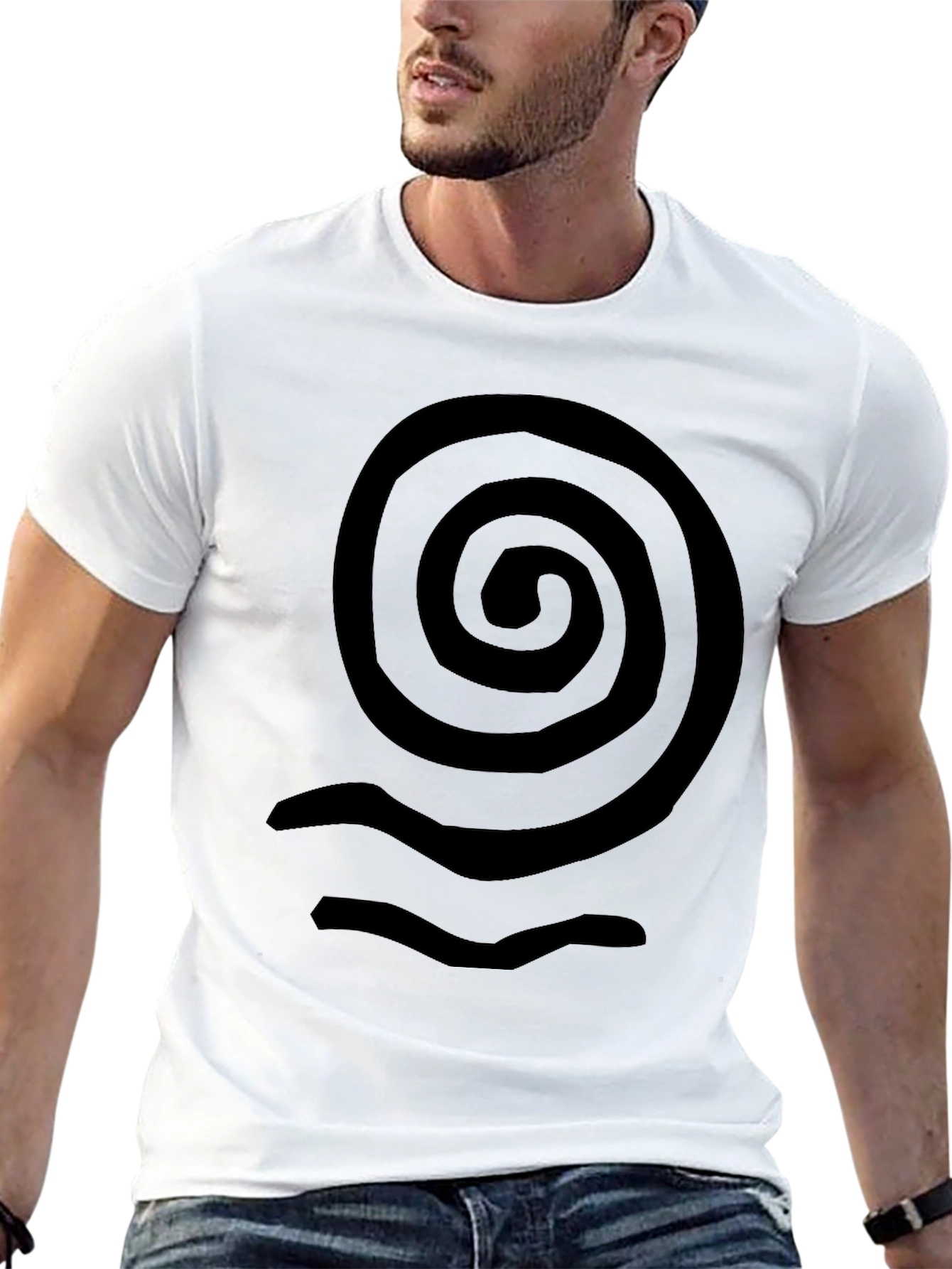 Spiral Wave Graphic Tee - Casual Black T-Shirt