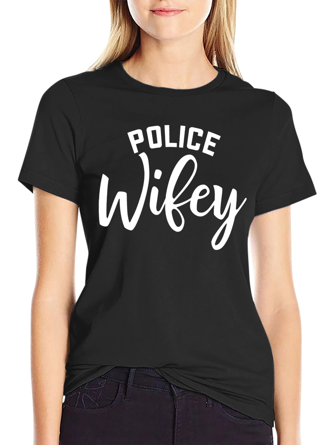 Police Wifey Graphic T-Shirt - Black