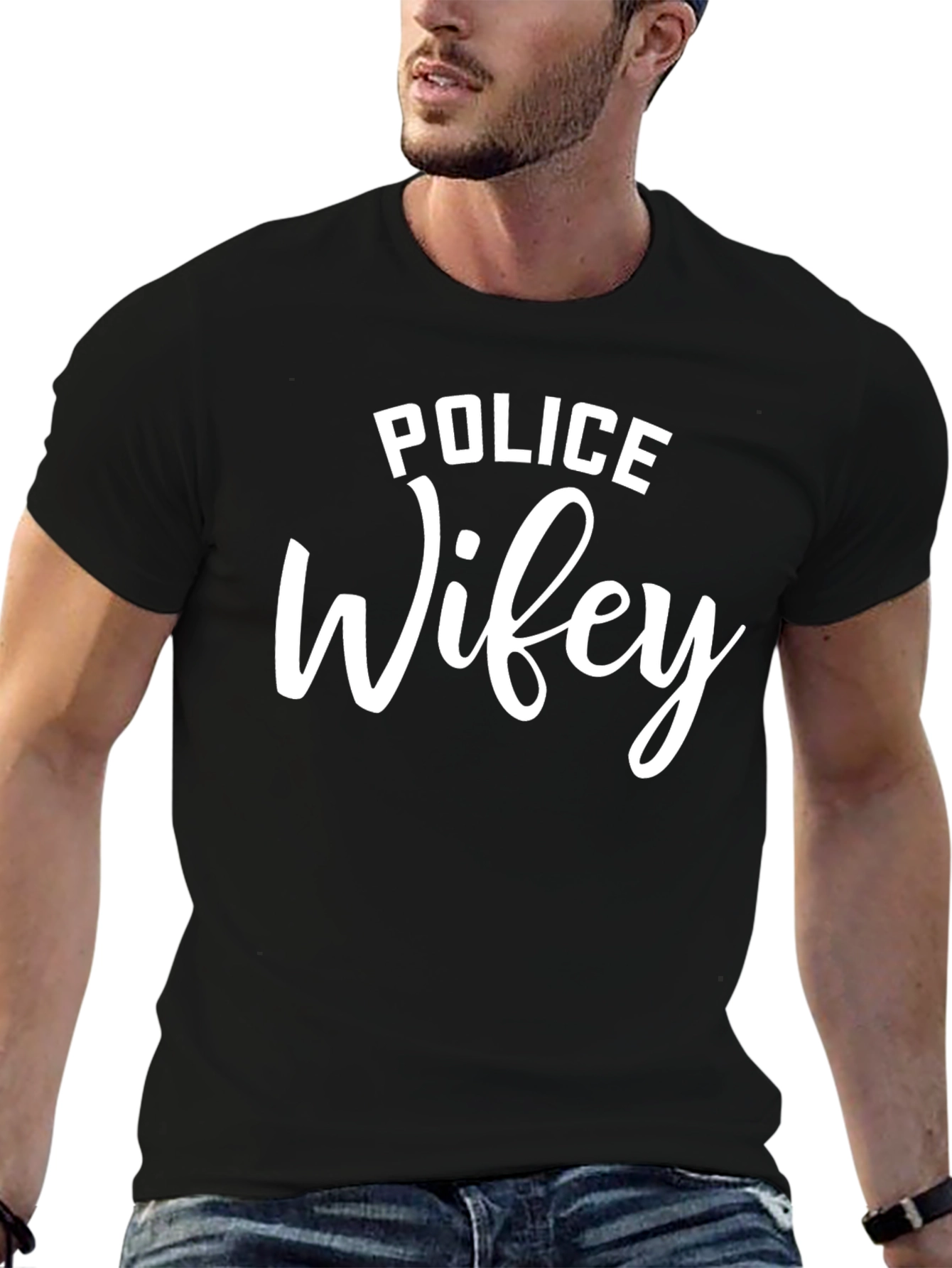 Police Wifey Graphic T-Shirt - Black