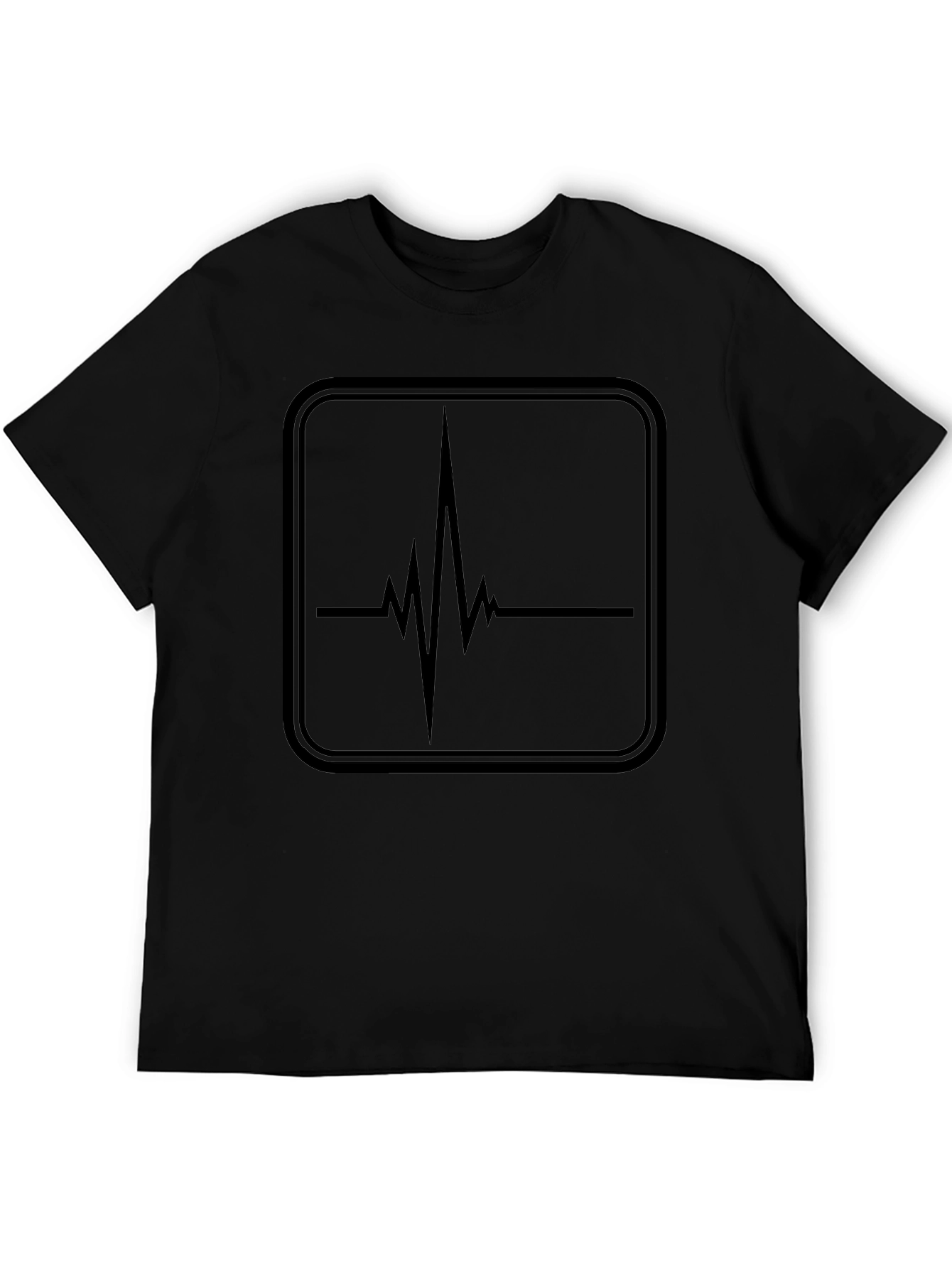 Heartbeat Graphic Tee - Black Cotton T-Shirt