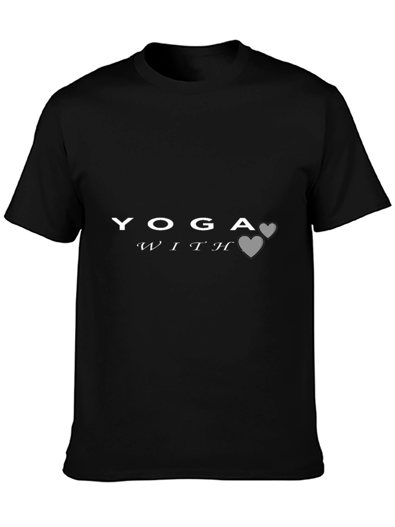 Yoga With Hearts Graphic Tee - Black Unisex
