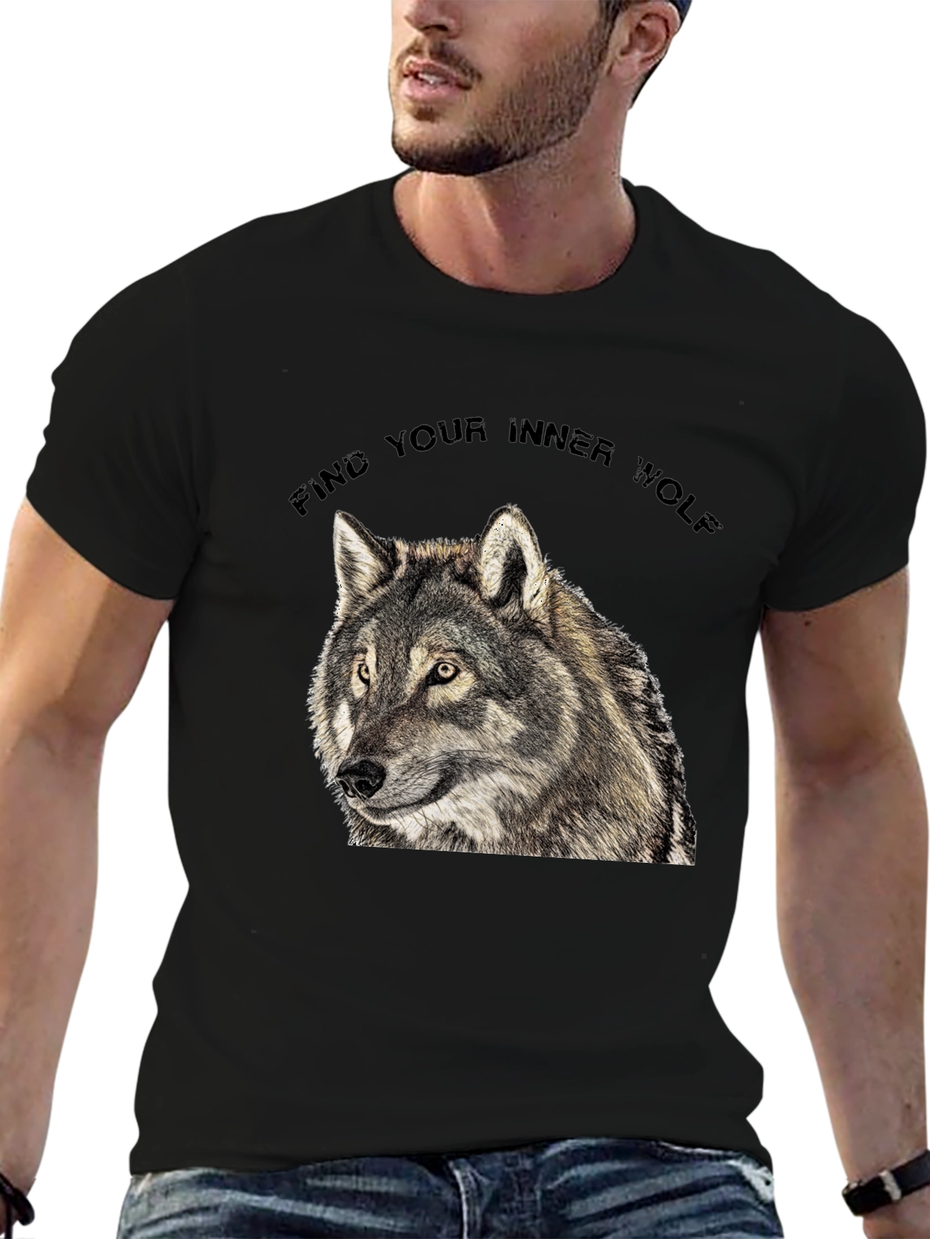 Inner Wolf T-Shirt - Black Wolf Graphic Tee