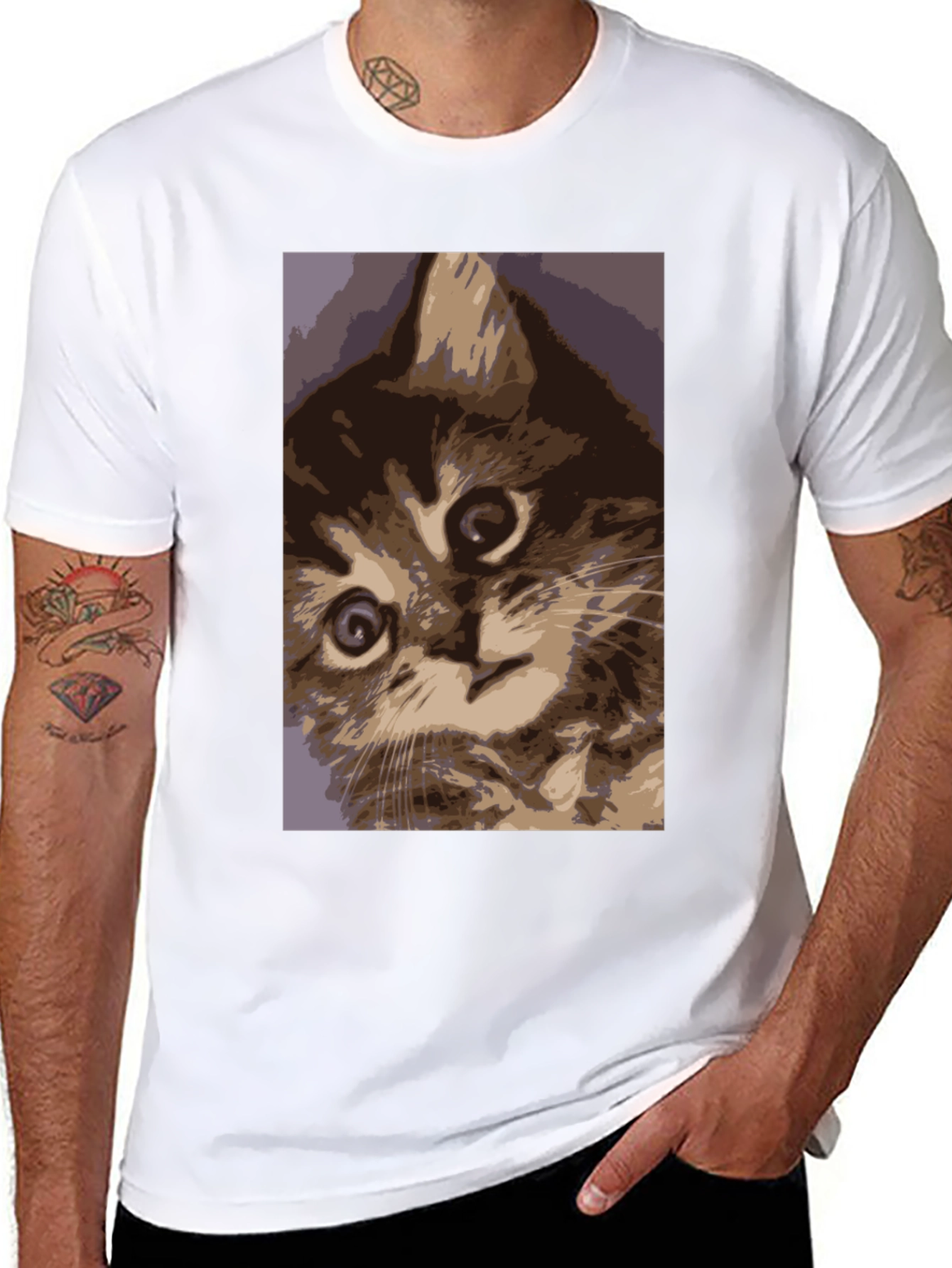 Curious Kitten Graphic Tee - Soft Cotton Comfort