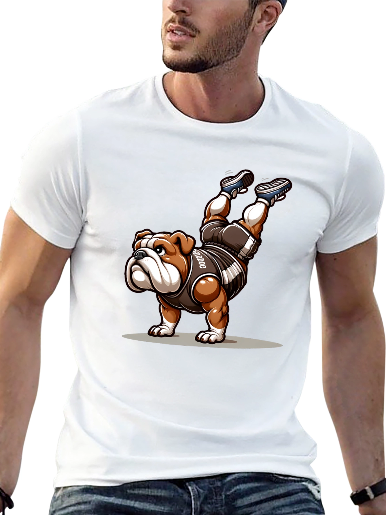 Bulldog Handstand Graphic Tee - Unique Design