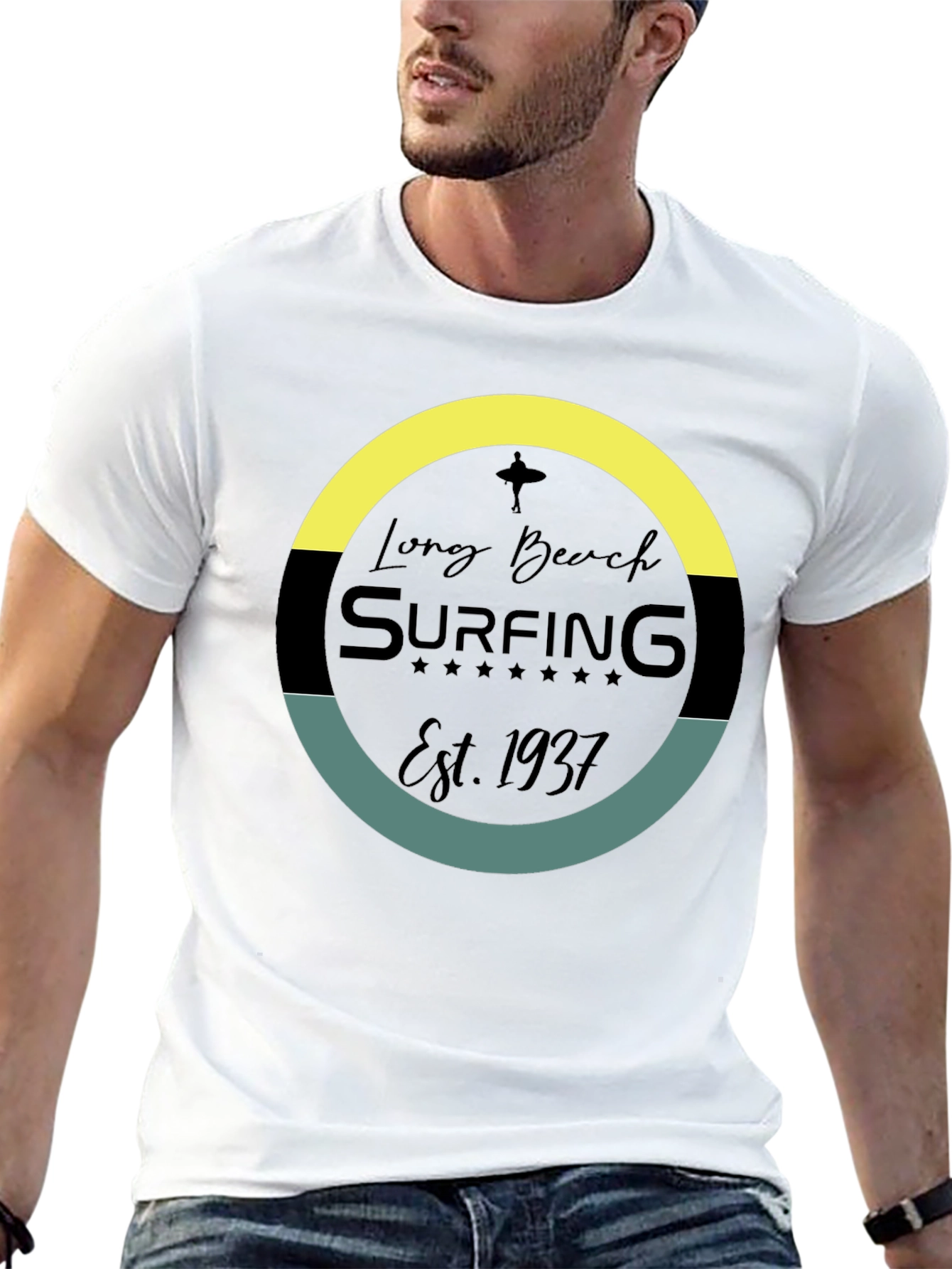 Long Beach Surfing Est. 1937 Black T-Shirt