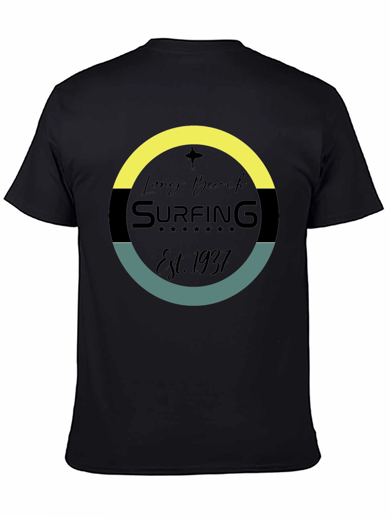 Long Beach Surfing Est. 1937 Black T-Shirt