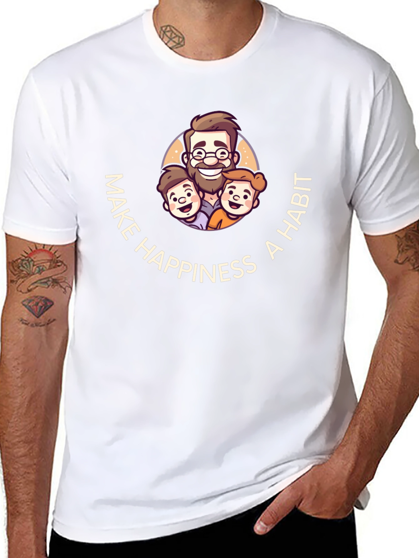 Make Happiness A Habit Black Graphic T-Shirt