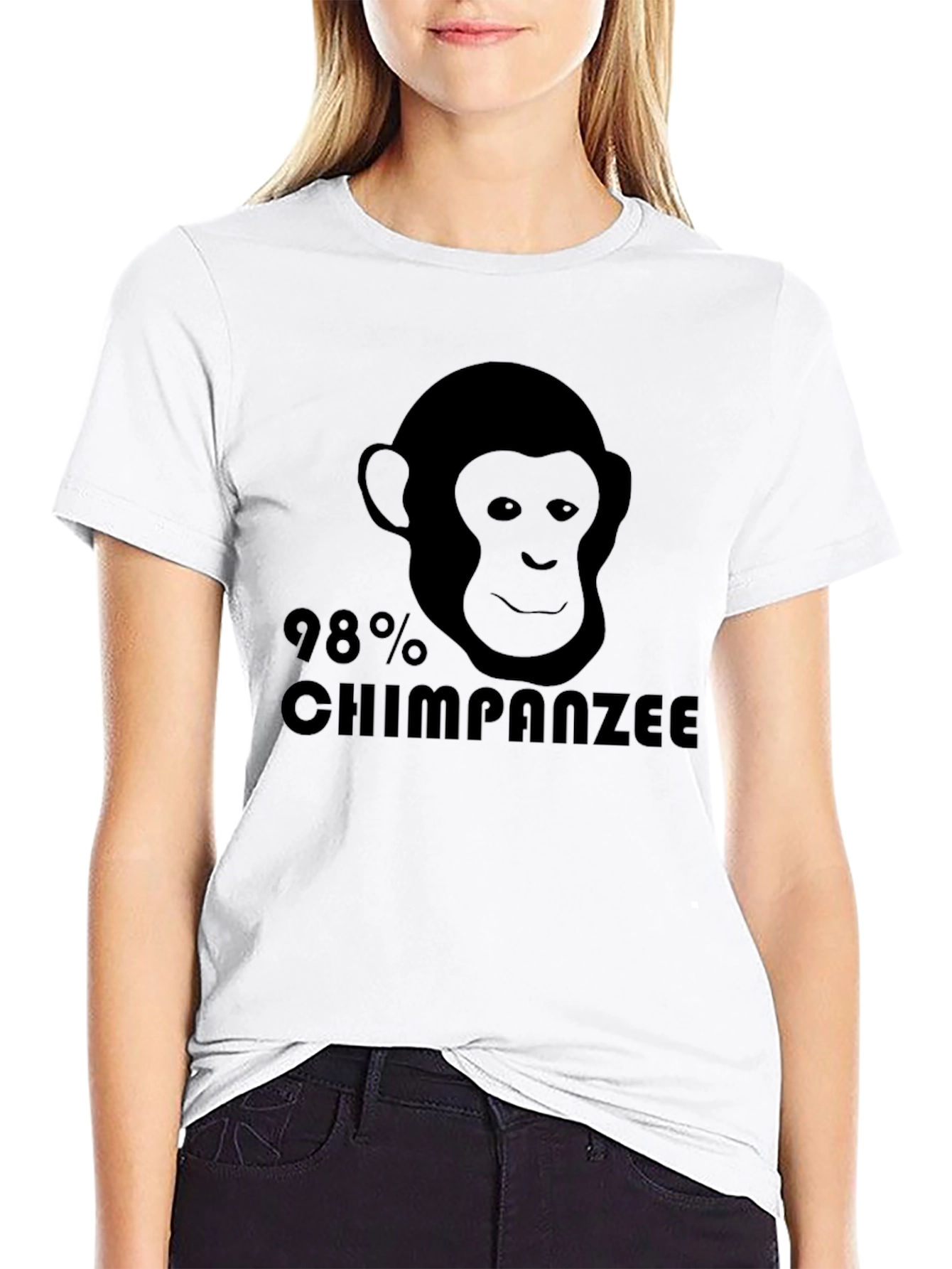 98% Chimpanzee Black Graphic Tee - Novelty T-Shirt