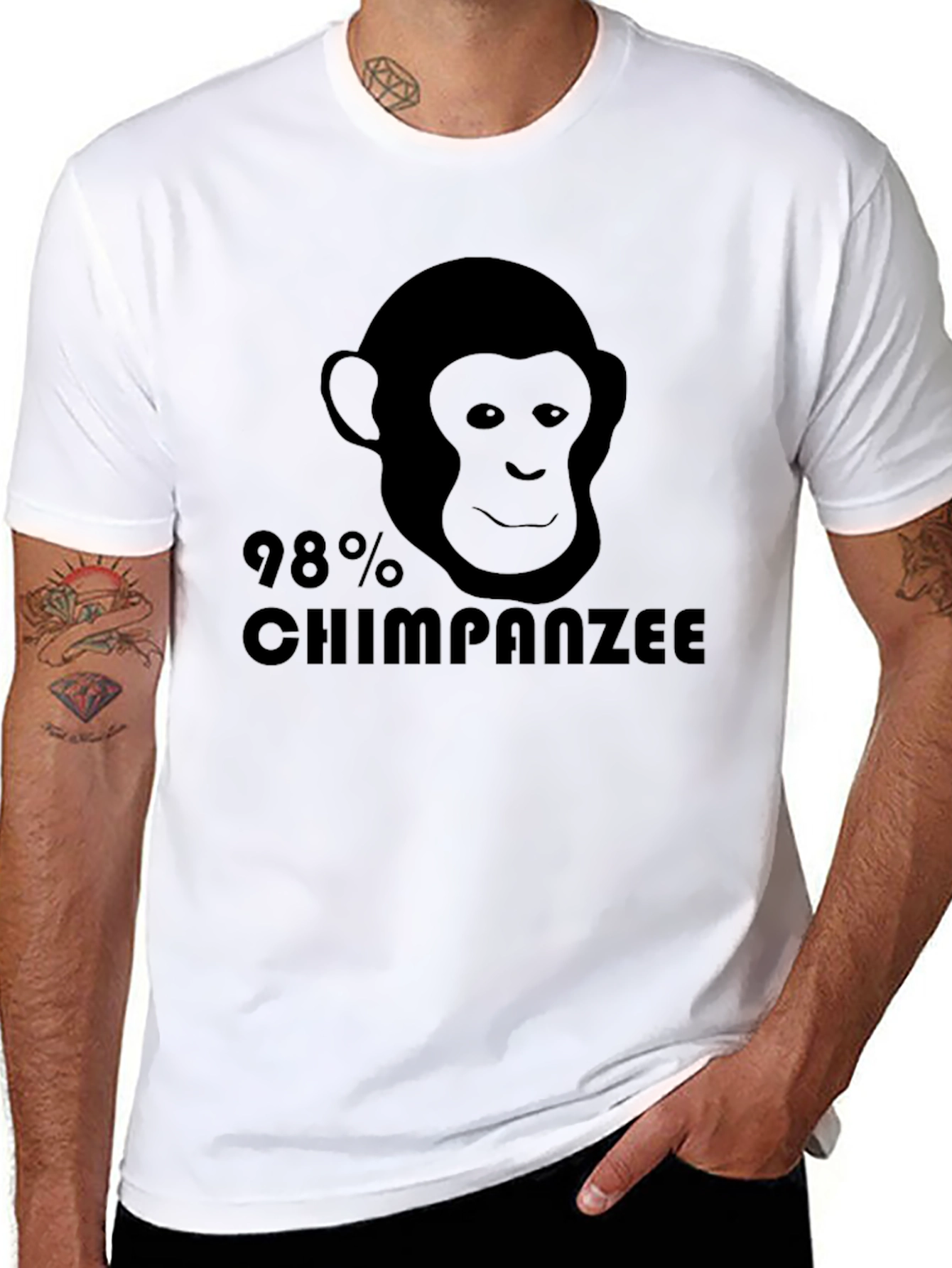 98% Chimpanzee Black Graphic Tee - Novelty T-Shirt