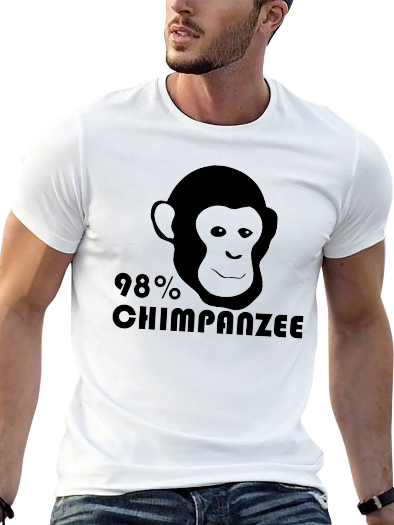 98% Chimpanzee Black Graphic Tee - Novelty T-Shirt