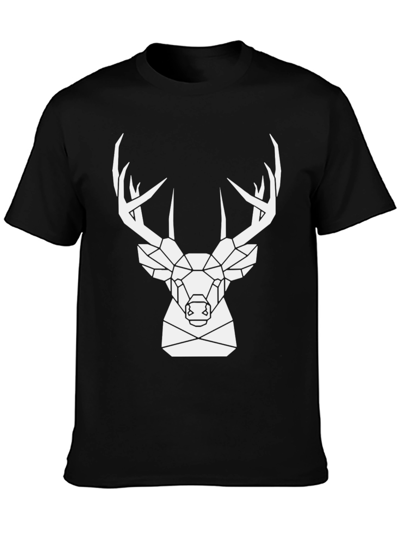 Geometric Deer Graphic Tee - Black
