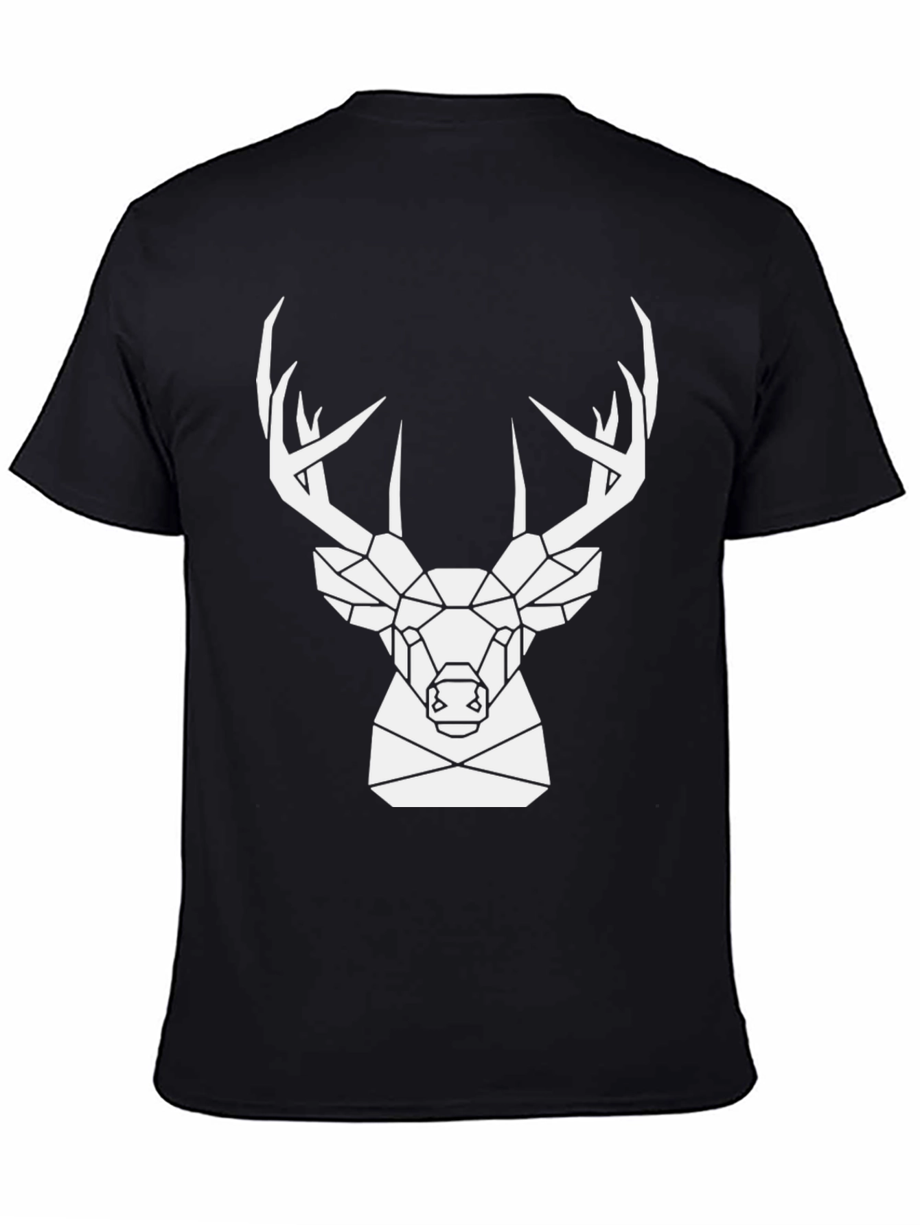 Geometric Deer Graphic Tee - Black
