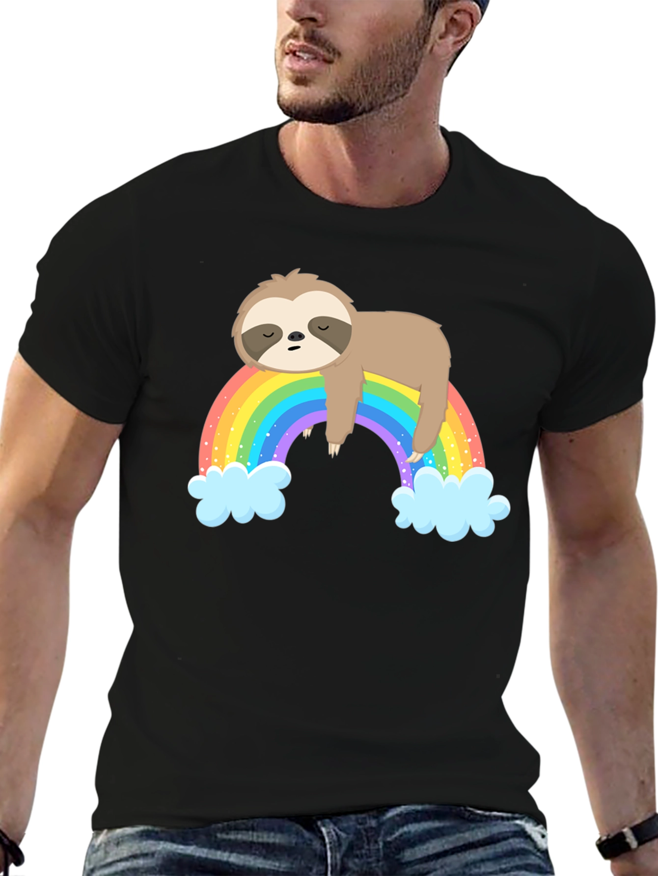 Lazy Sloth on Rainbow T-Shirt