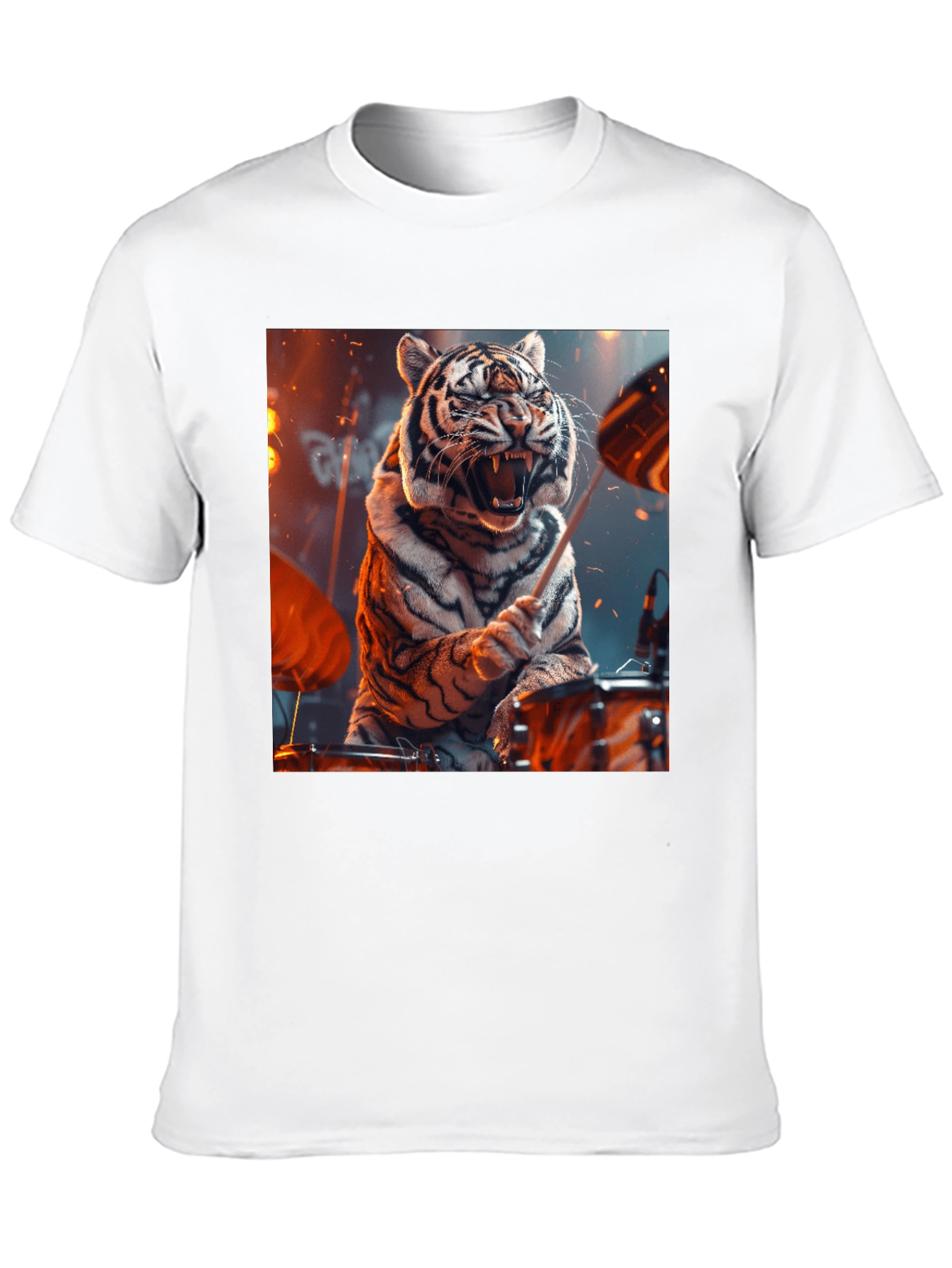 Tiger Drummer Graphic Tee - Black