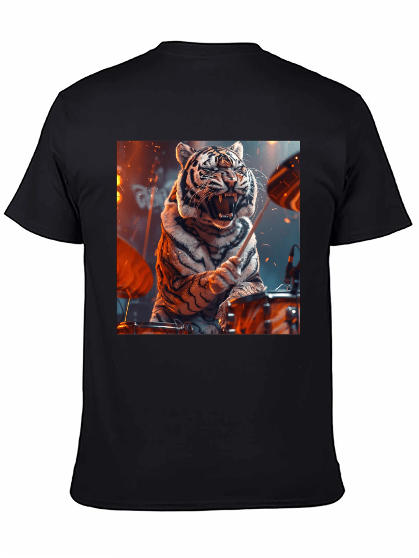Tiger Drummer Graphic Tee - Black