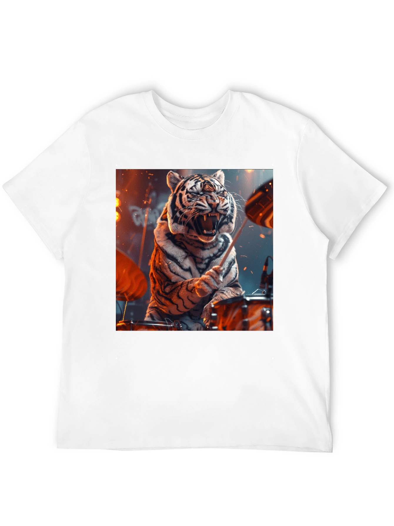 Tiger Drummer Graphic Tee - Black