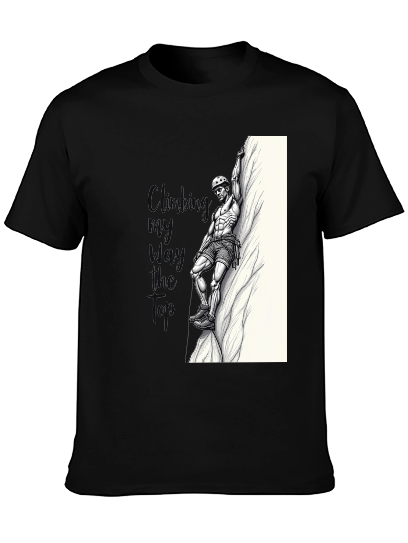 Climbing Graphic Tee - Black Cotton T-Shirt