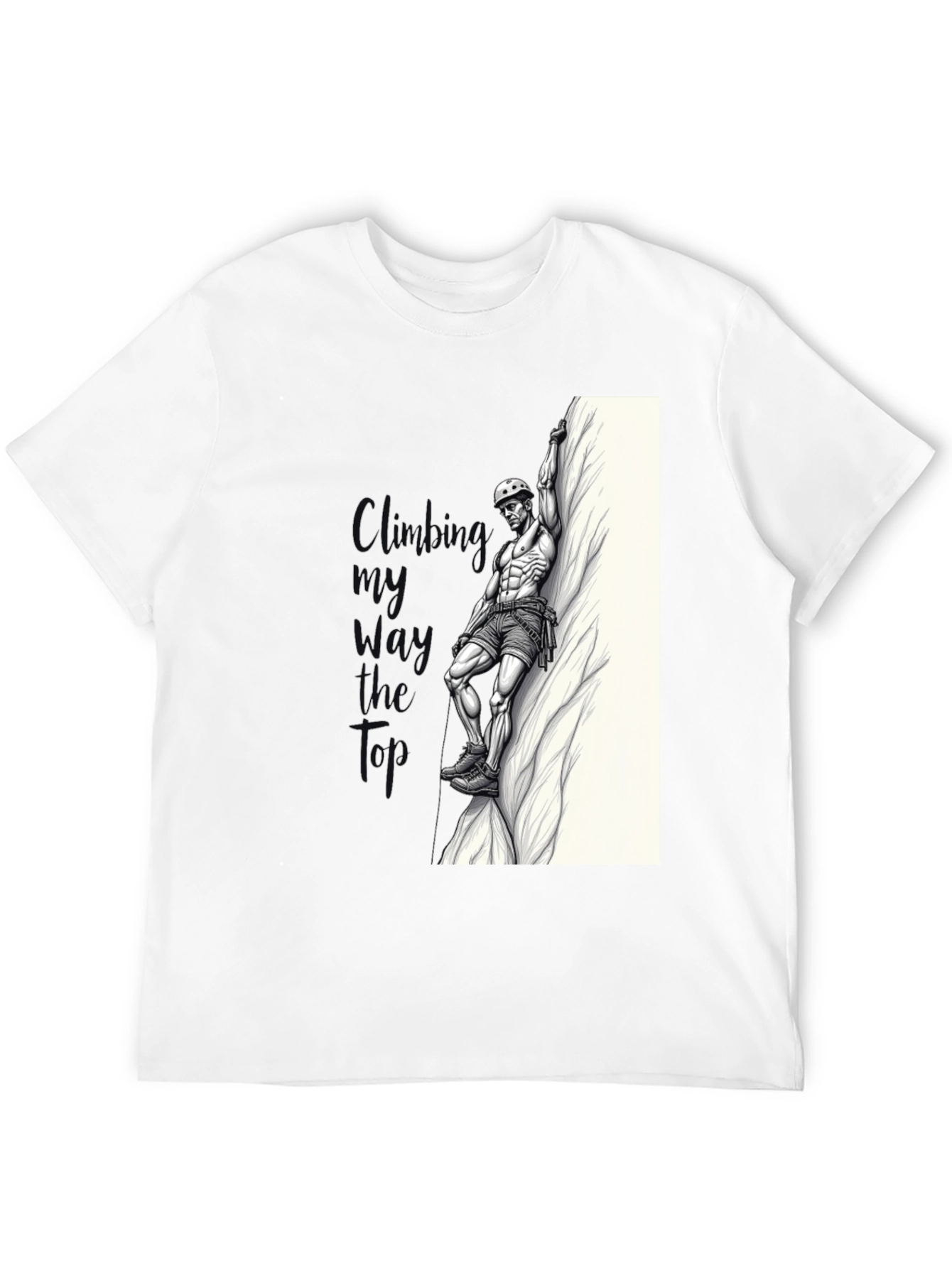 Climbing Graphic Tee - Black Cotton T-Shirt