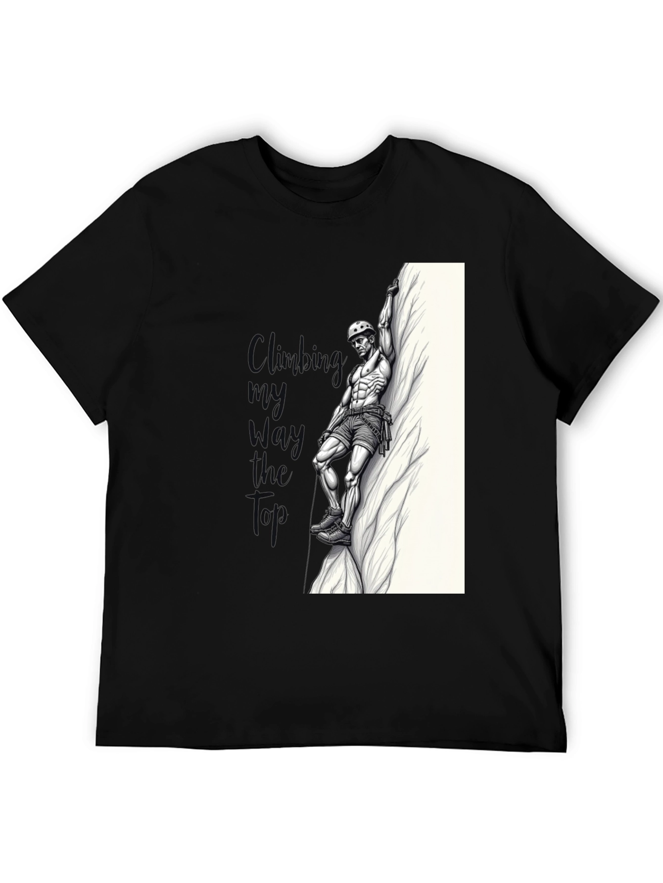 Climbing Graphic Tee - Black Cotton T-Shirt