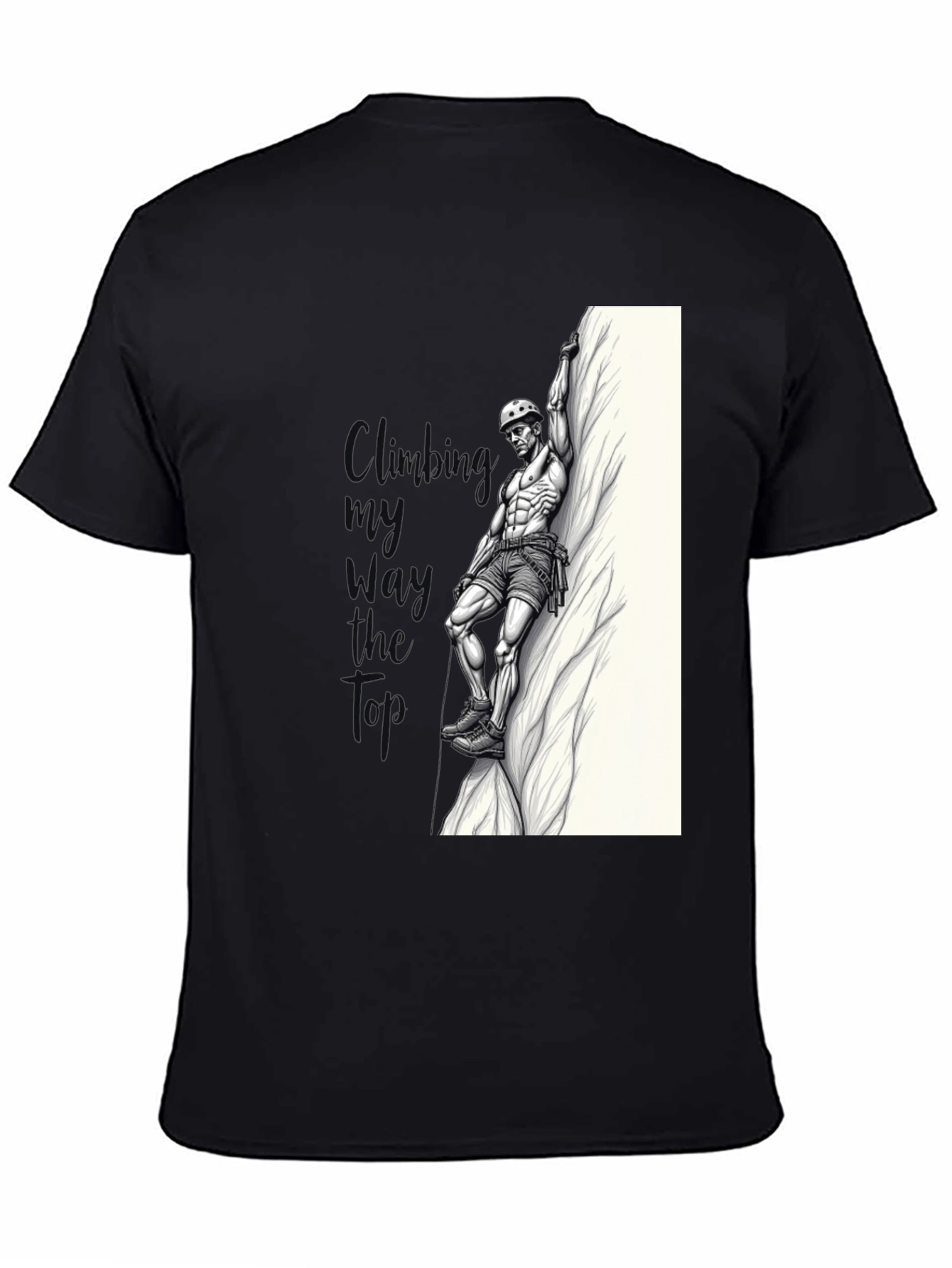 Climbing Graphic Tee - Black Cotton T-Shirt
