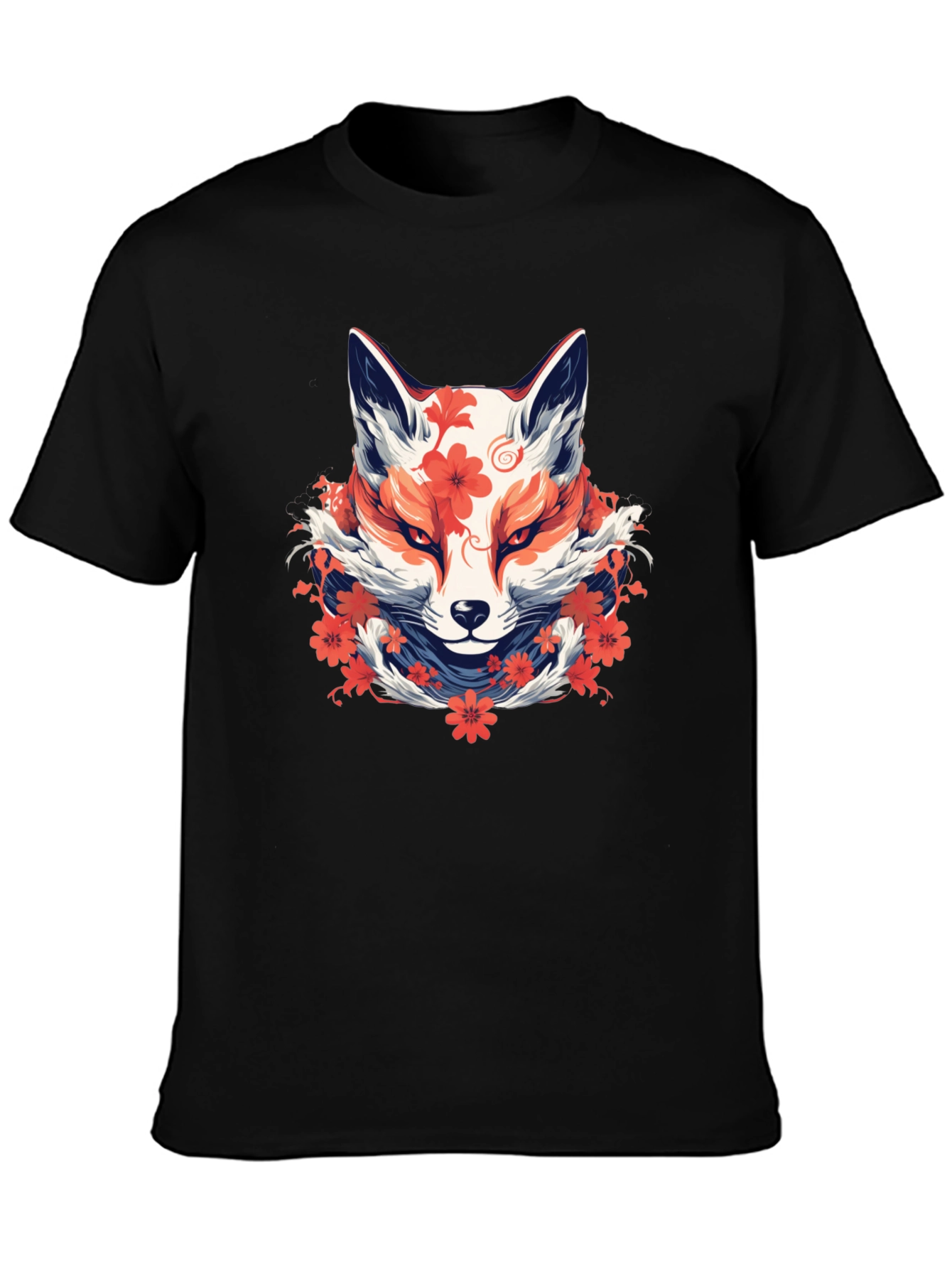 Floral Fox Graphic Tee - Artistic Style
