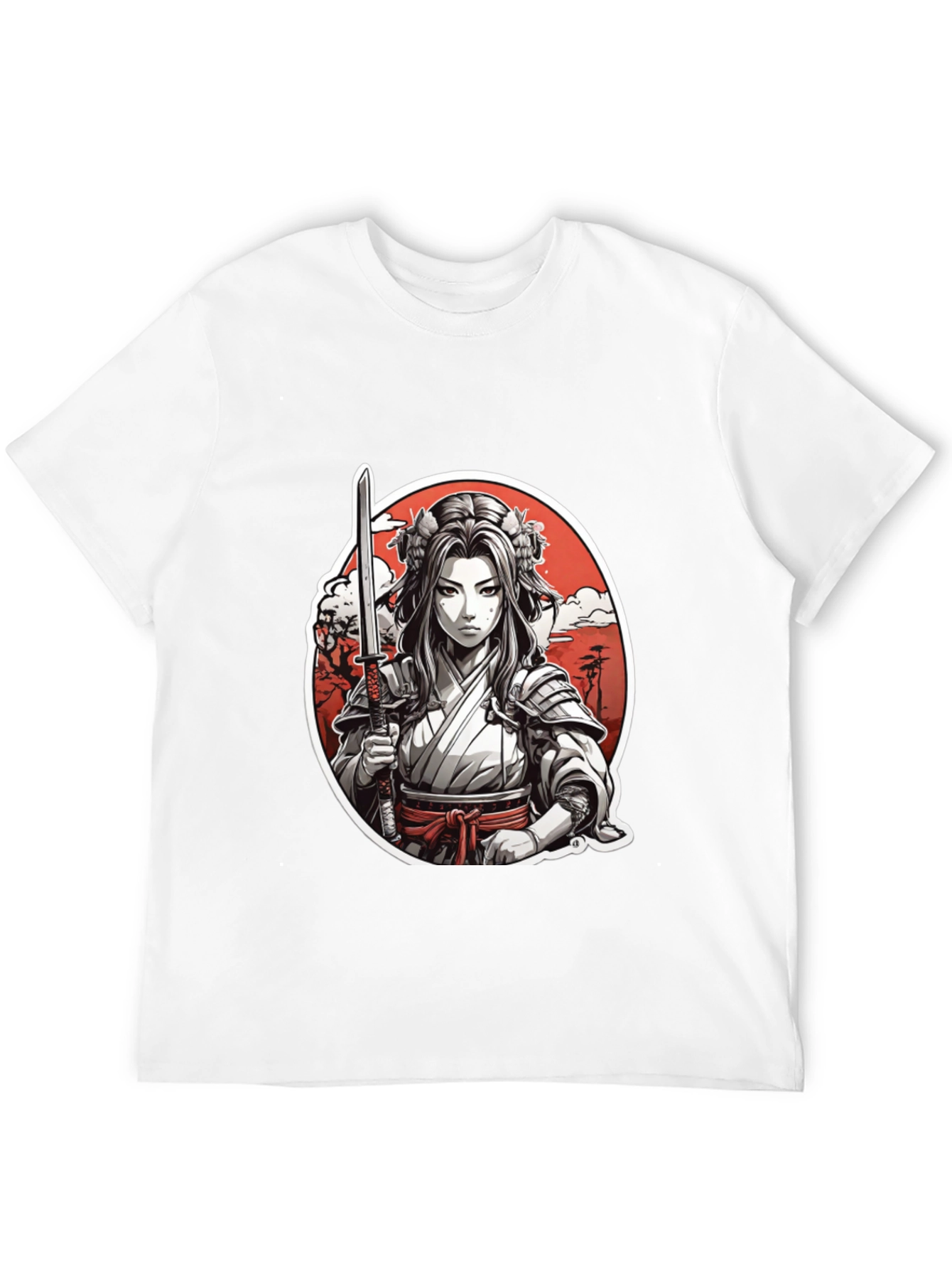 Samurai Girl Graphic Tee - Black Cotton T-Shirt