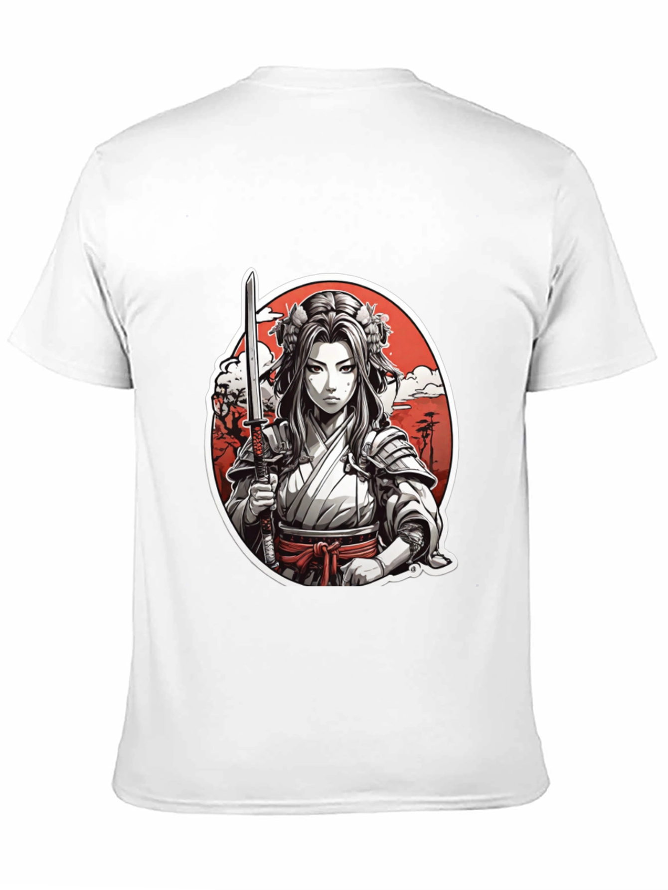 Samurai Girl Graphic Tee - Black Cotton T-Shirt