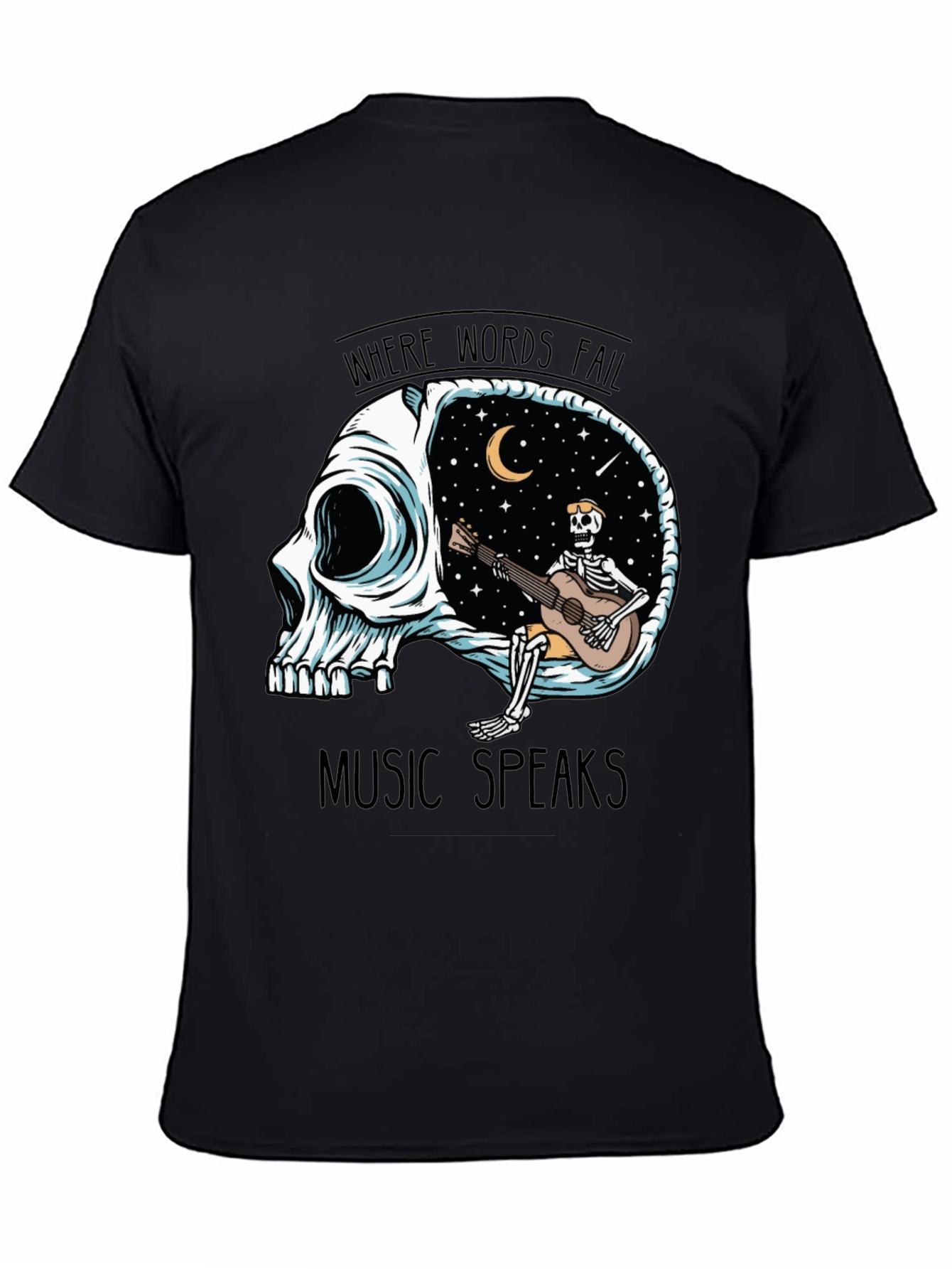 Skull Guitar Skeleton Graphic Tee - Music Speaks