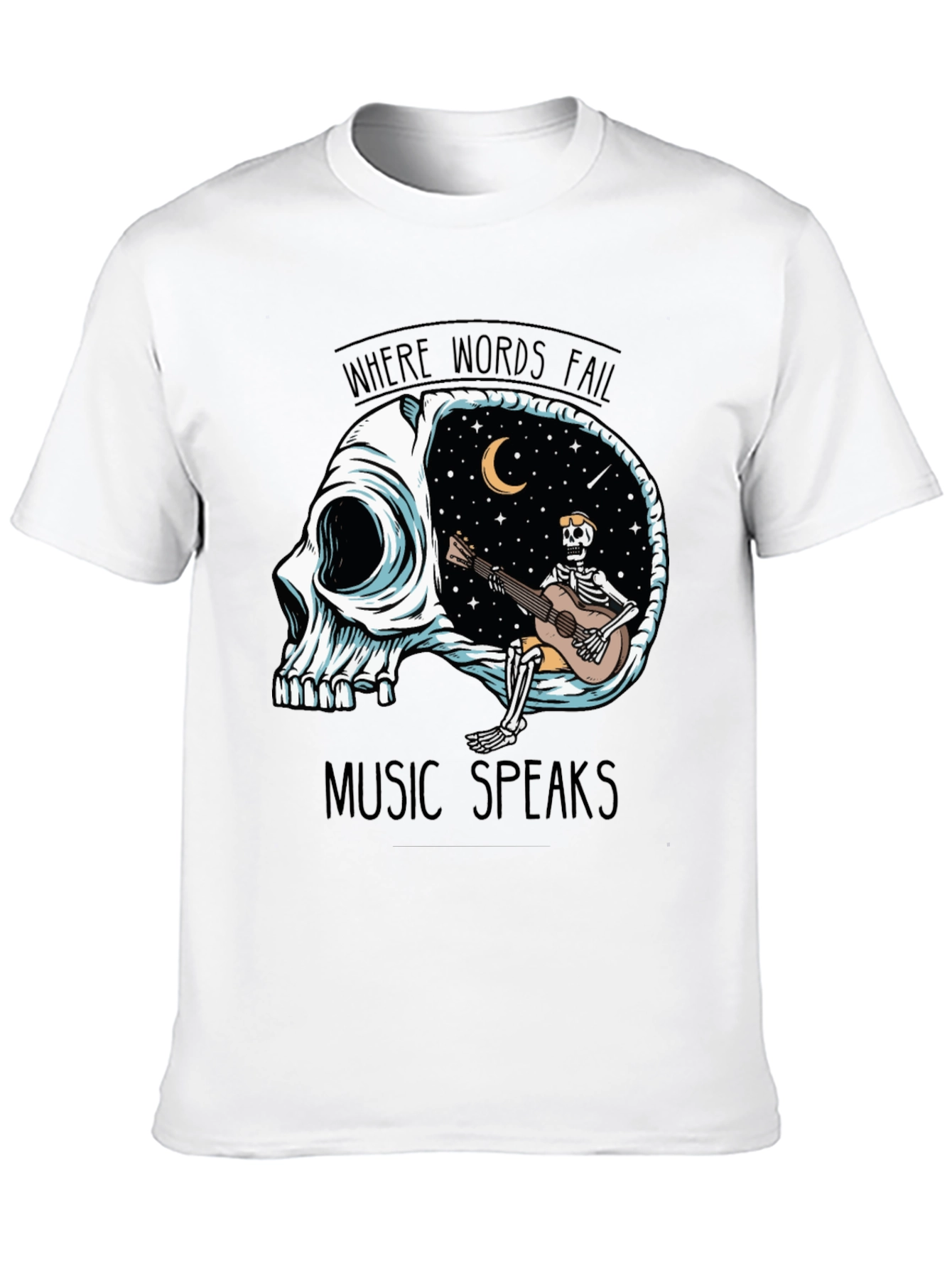 Skull Guitar Skeleton Graphic Tee - Music Speaks