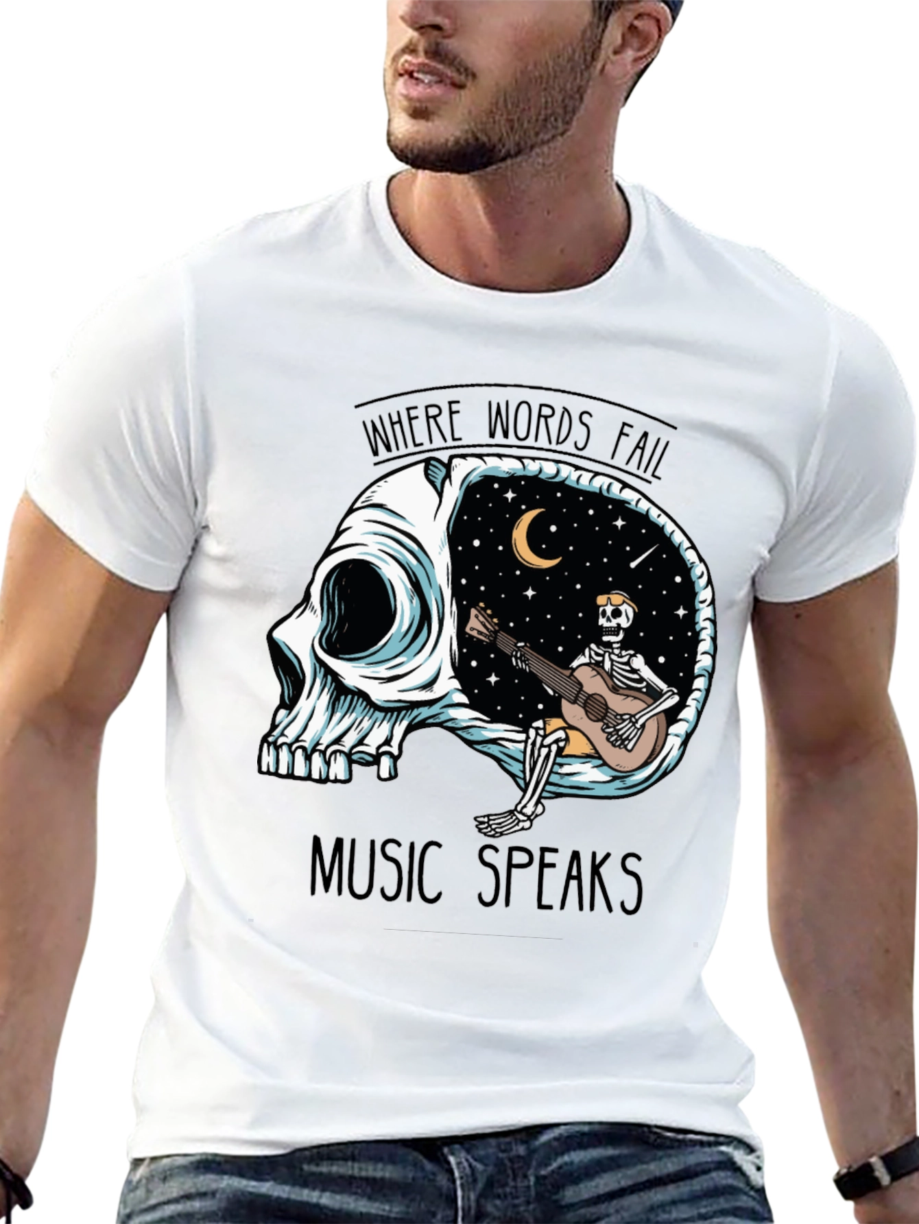 Skull Guitar Skeleton Graphic Tee - Music Speaks