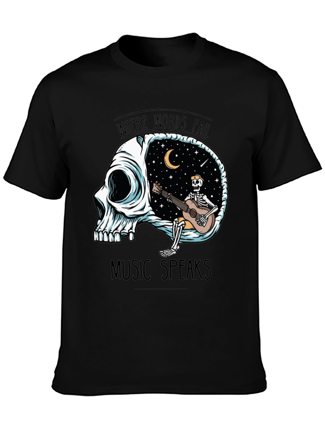 Skull Guitar Skeleton Graphic Tee - Music Speaks