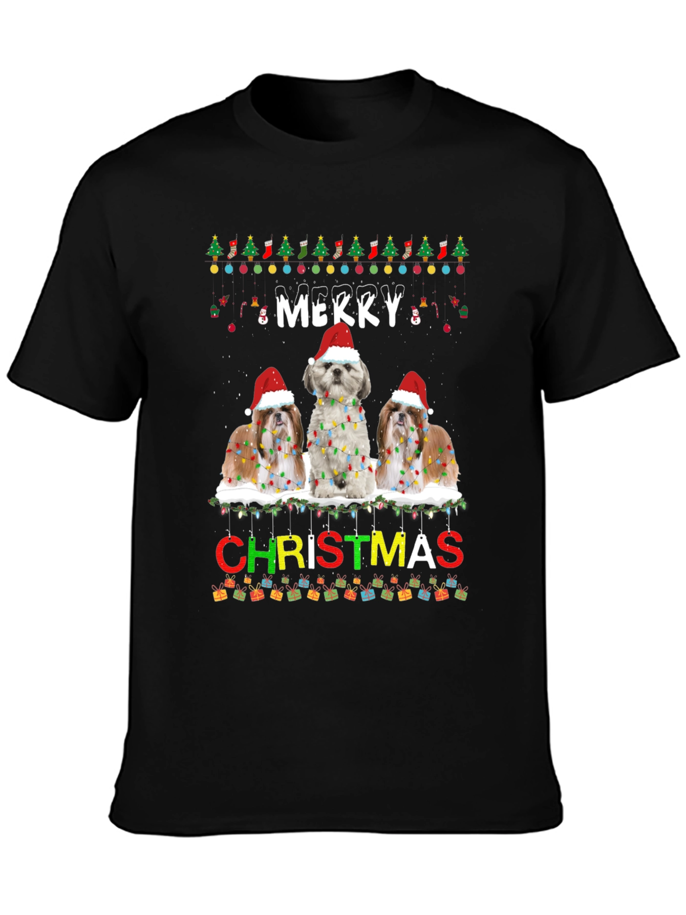 Merry Christmas Shih Tzu Dog T-Shirt