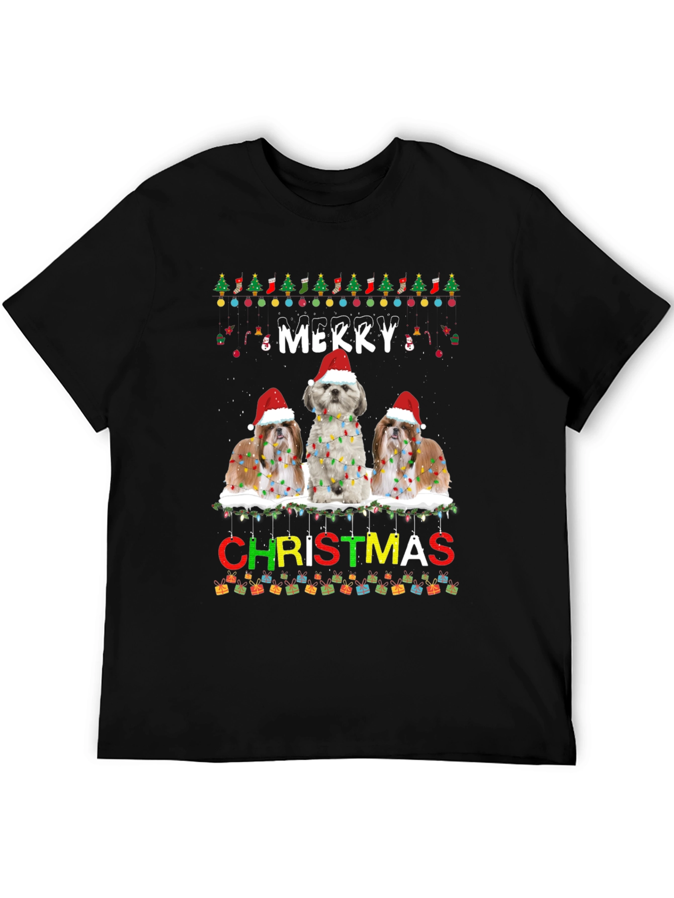 Merry Christmas Shih Tzu Dog T-Shirt