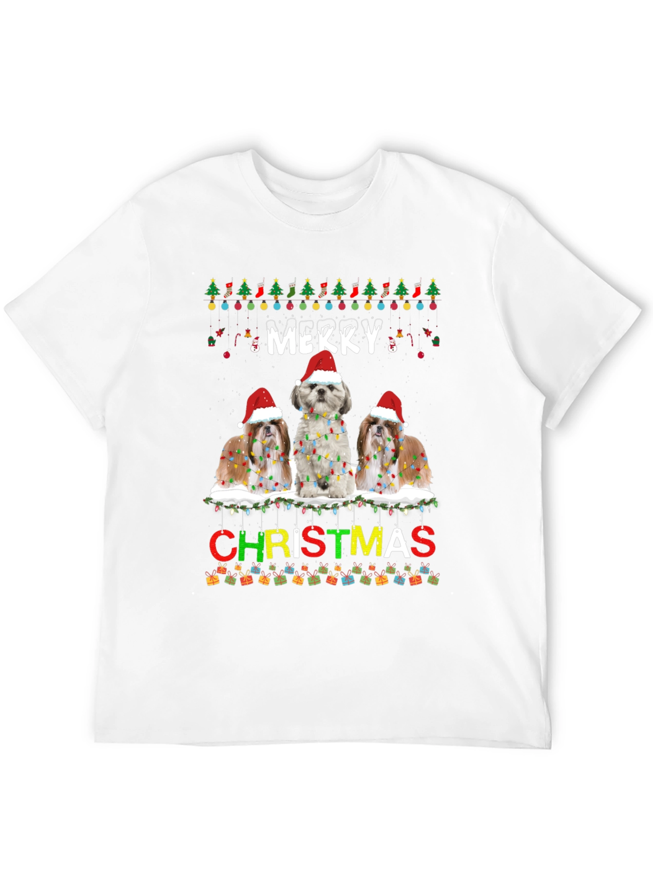 Merry Christmas Shih Tzu Dog T-Shirt