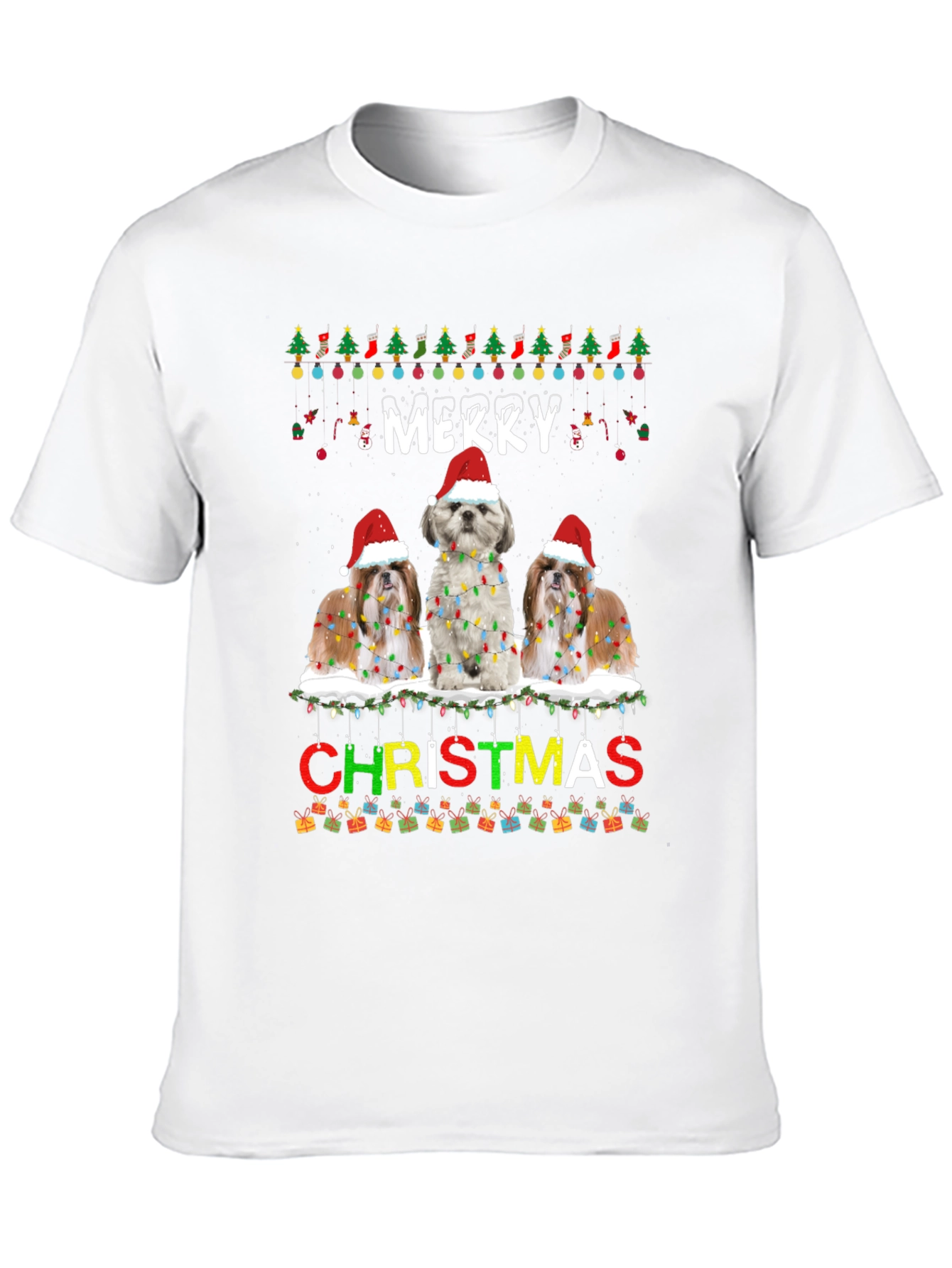 Merry Christmas Shih Tzu Dog T-Shirt