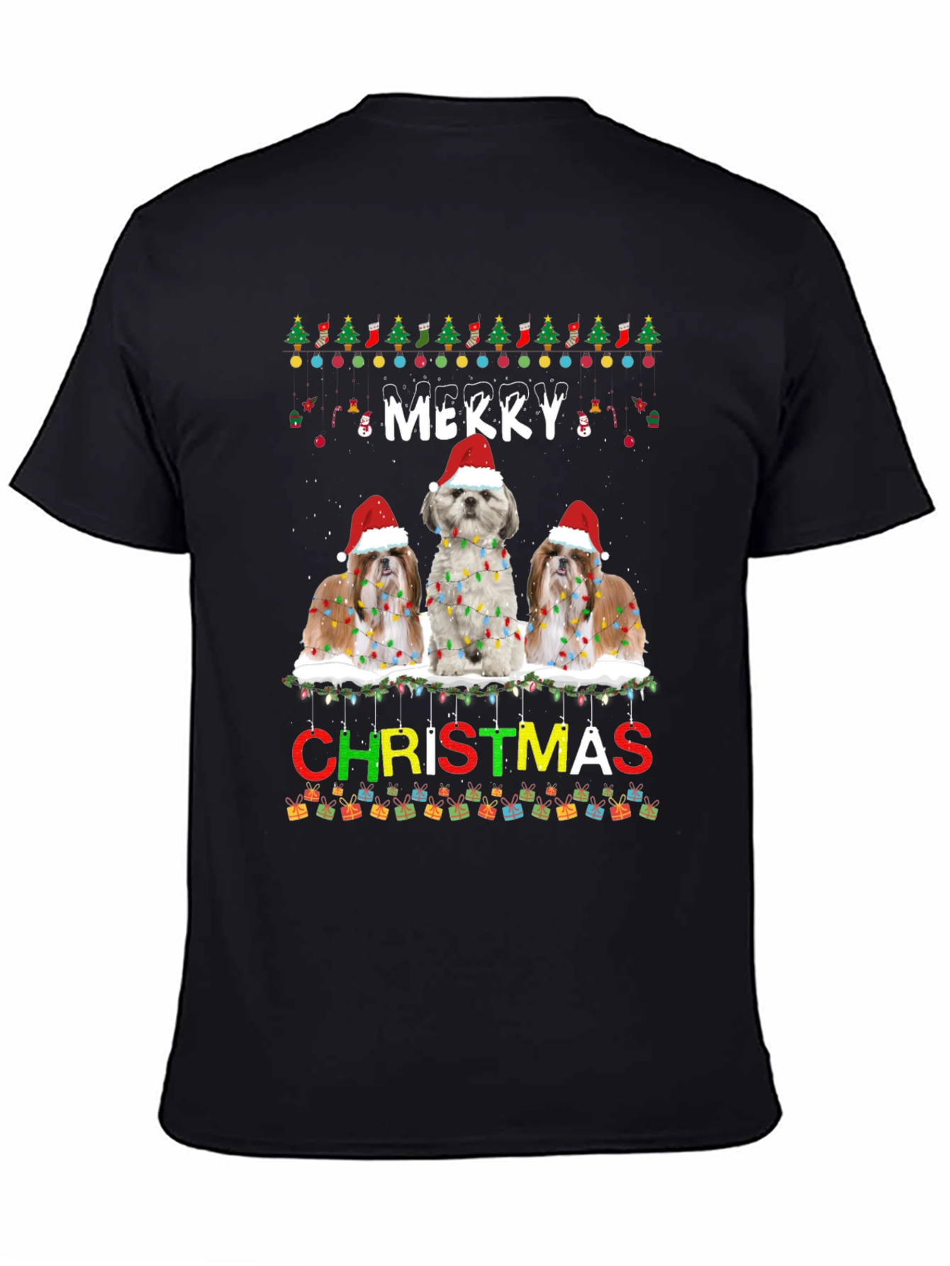 Merry Christmas Shih Tzu Dog T-Shirt