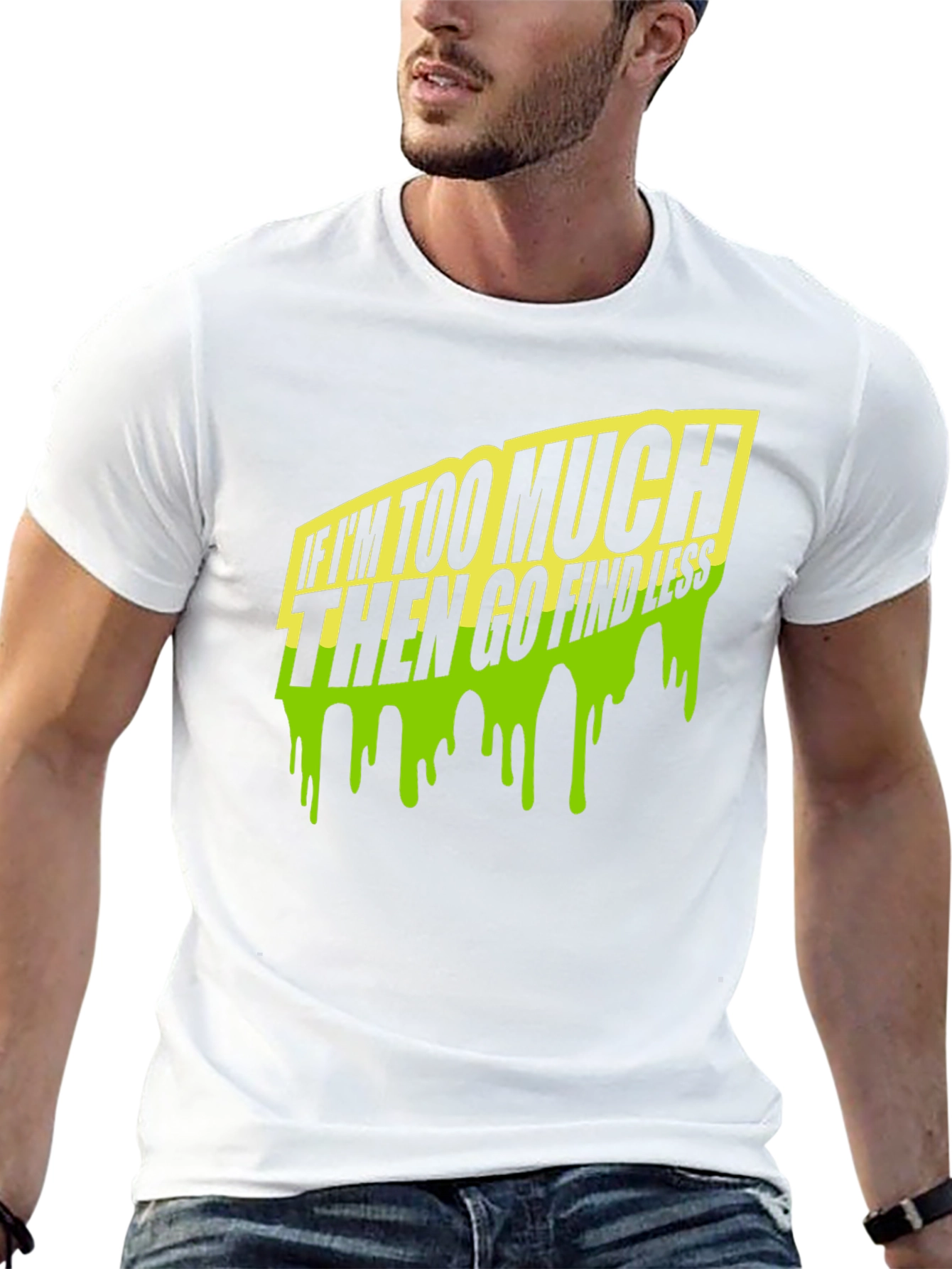 Too Much Go Find Less Mens Black T-Shirt