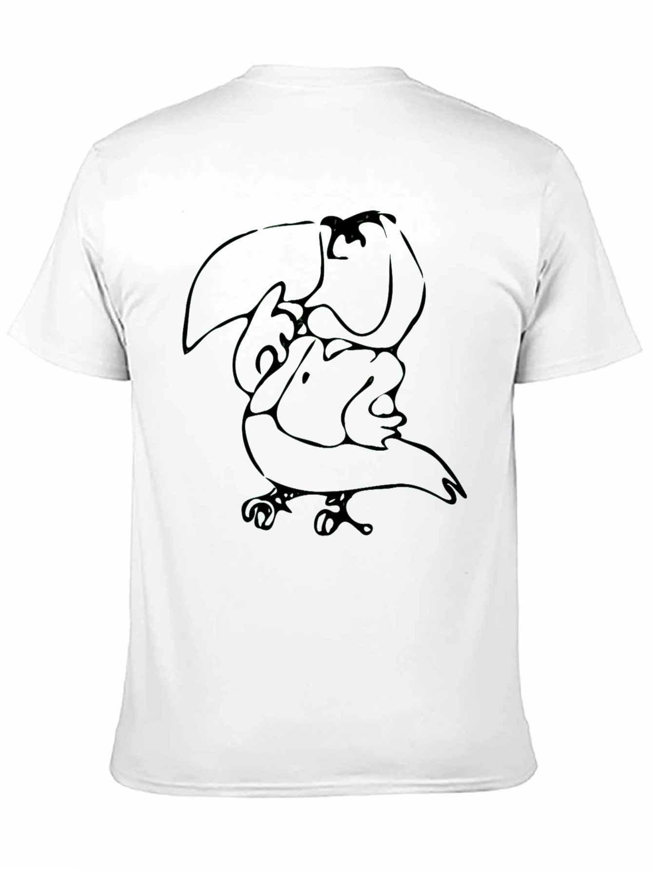 Abstract Toucan Graphic Tee - Black Cotton Casual Shirt